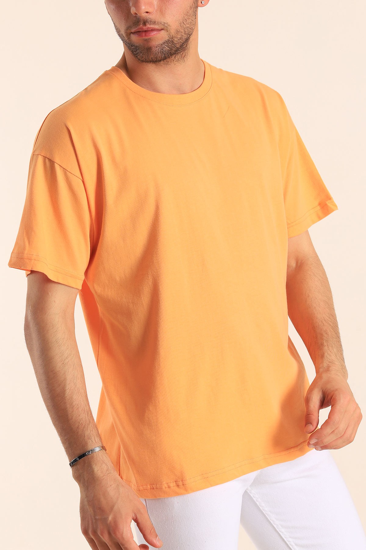 Turuncu Oversize Basic Erkek Tişört 184261