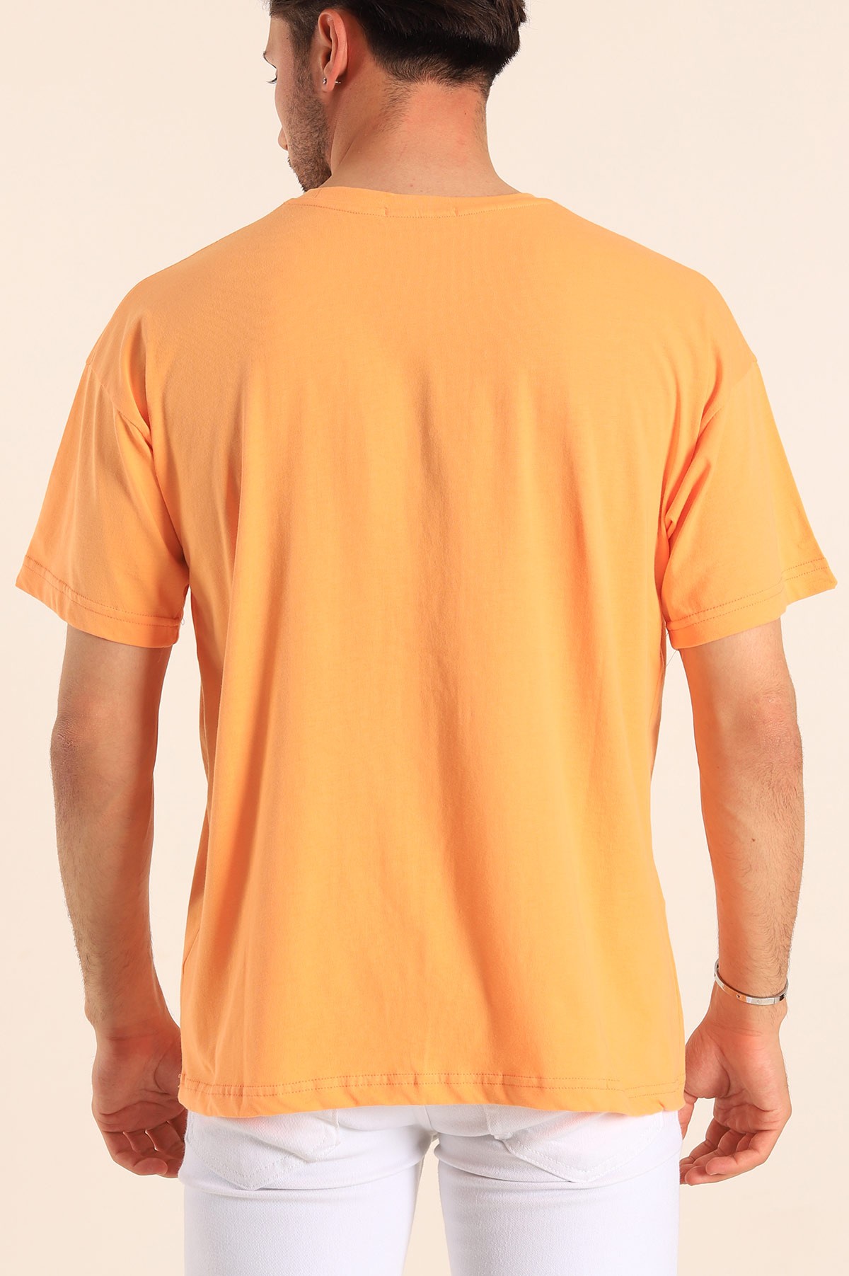 Turuncu Oversize Basic Erkek Tişört 184261