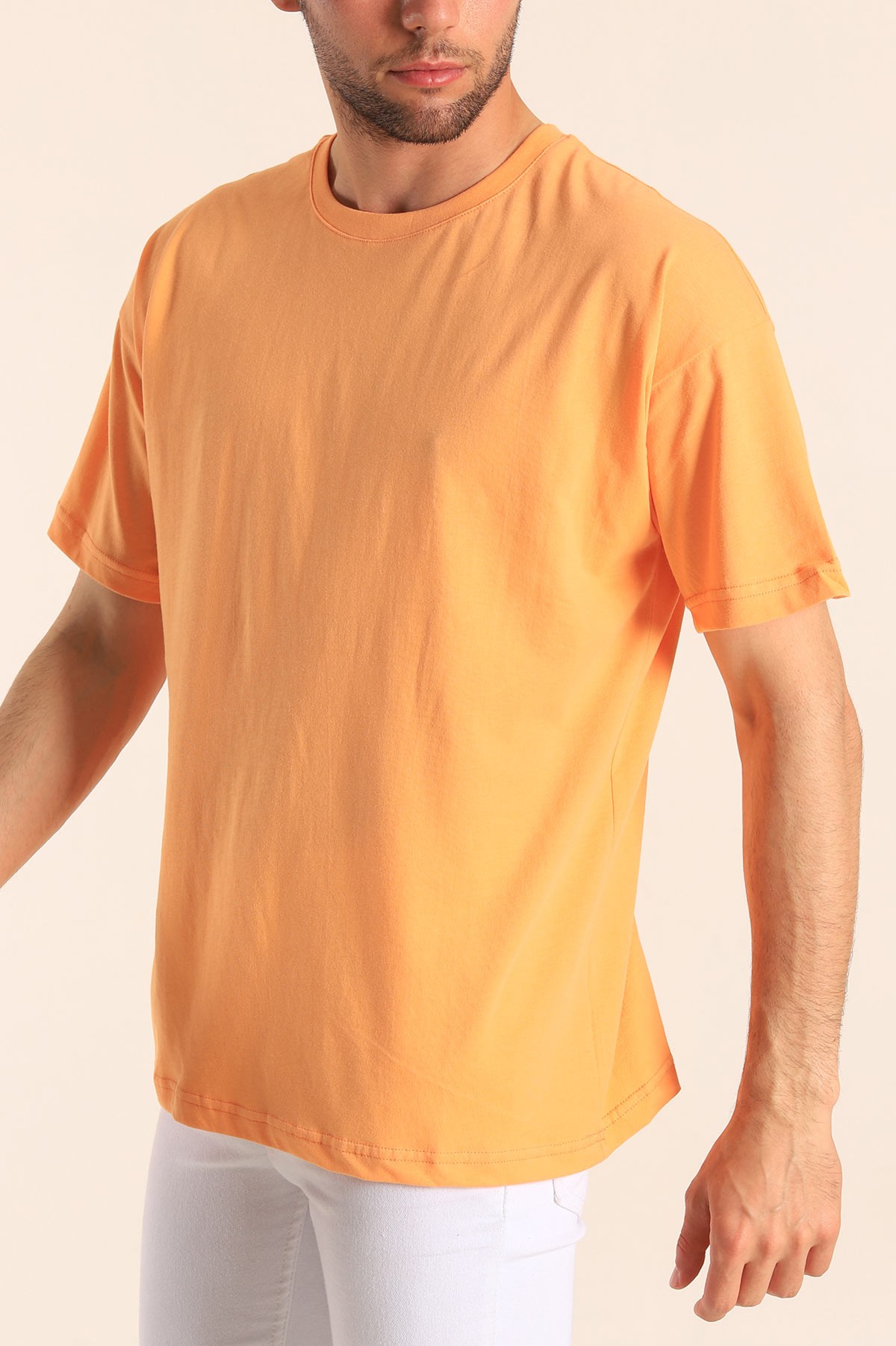Turuncu Oversize Basic Erkek Tişört 184261