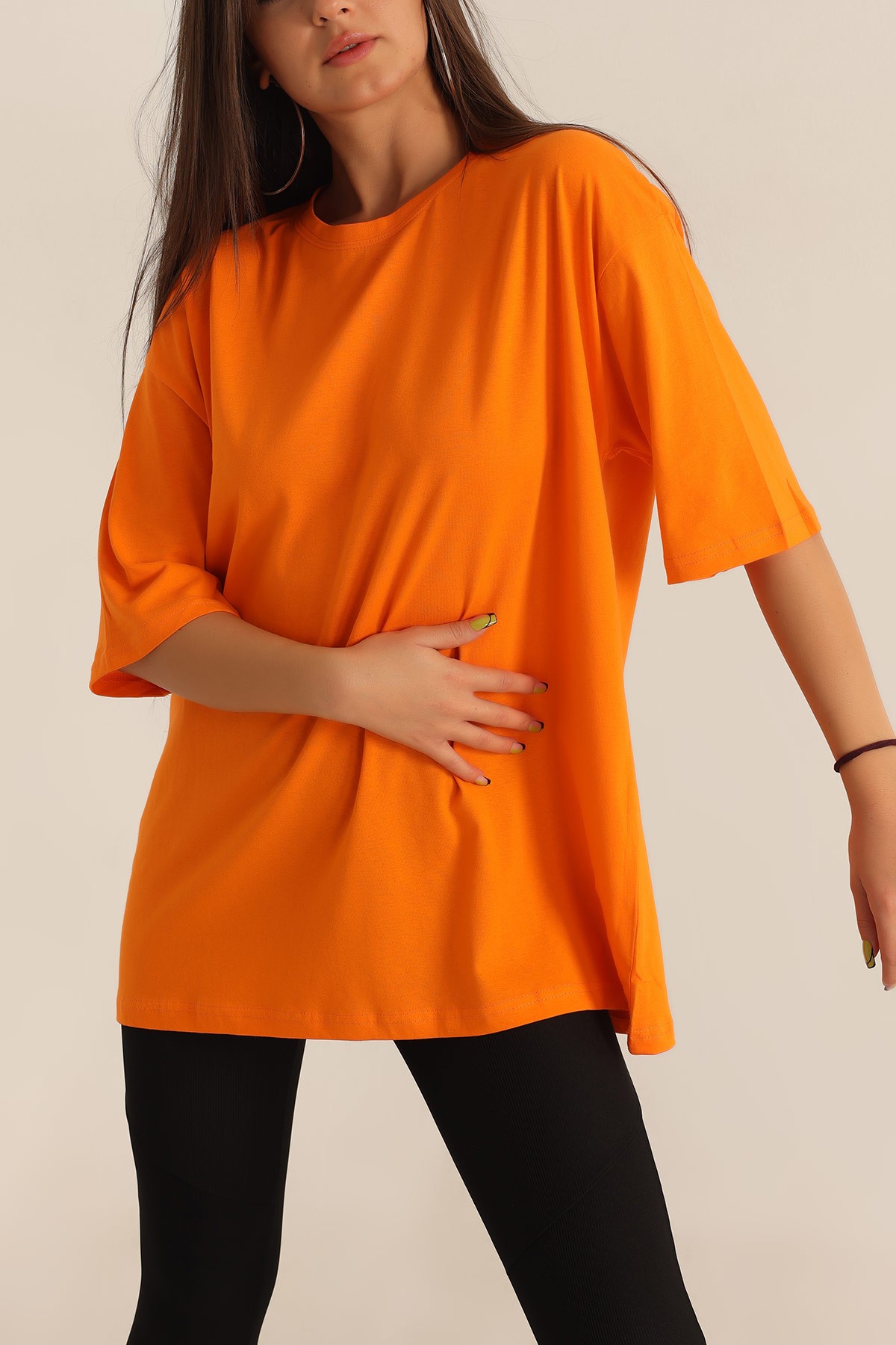 Turuncu Oversize Bayan Tişört 199544