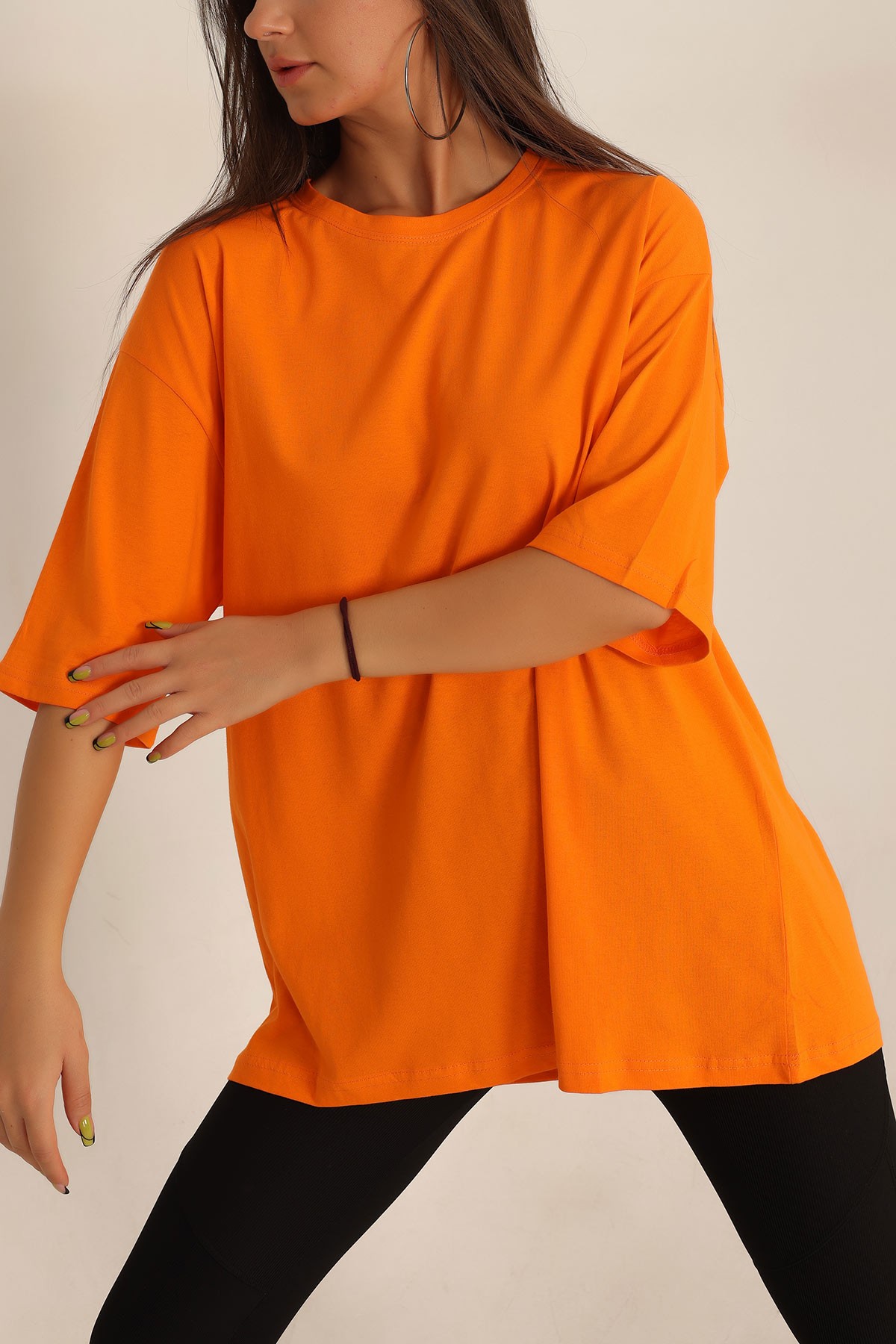 Turuncu Oversize Bayan Tişört 199544