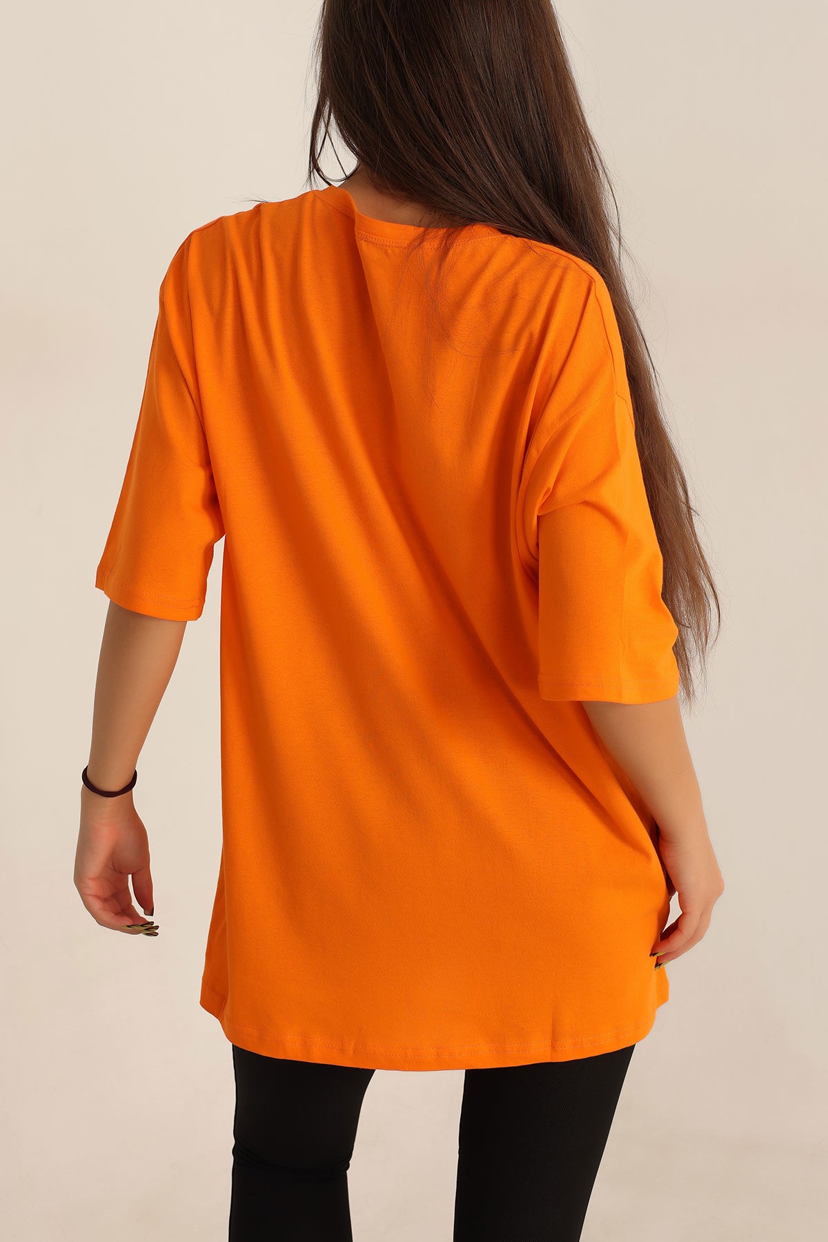 Turuncu Oversize Bayan Tişört 199544