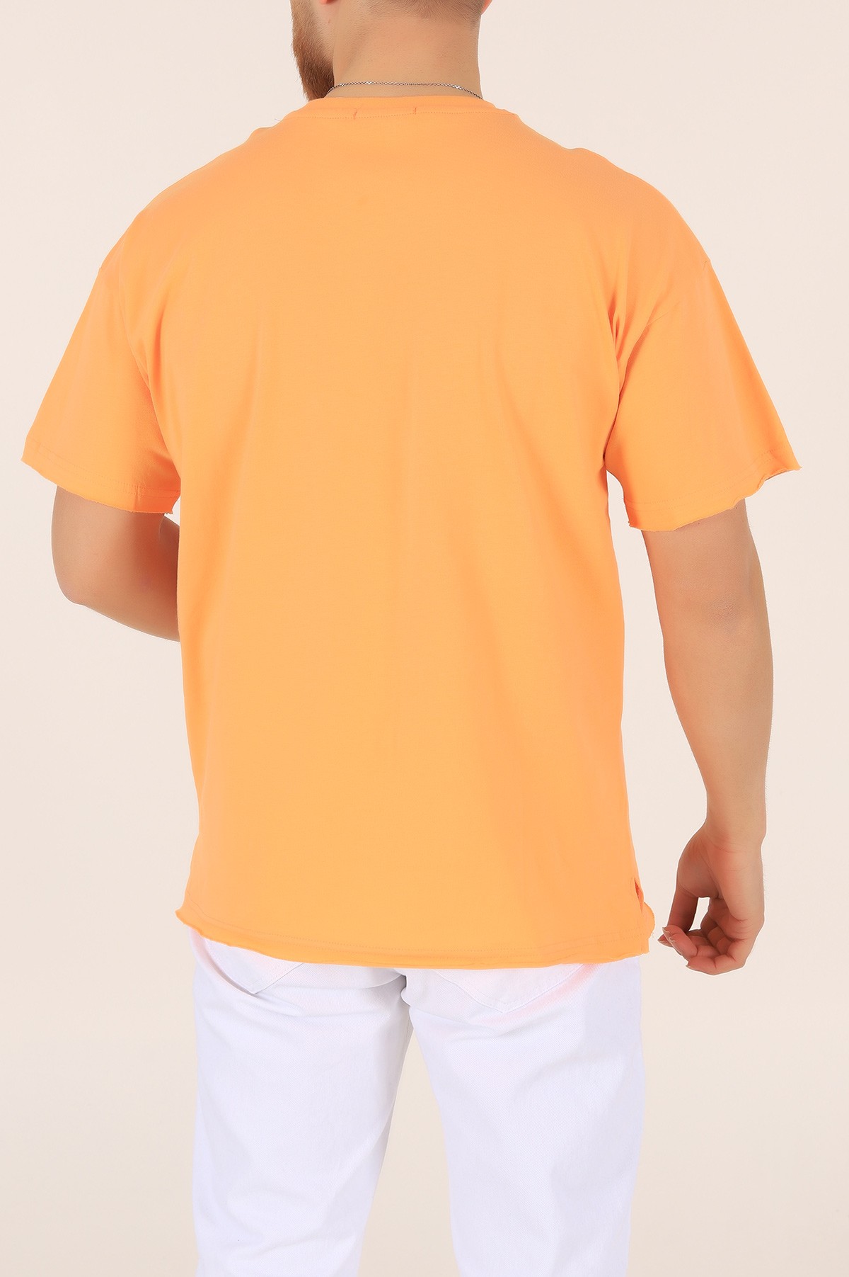 Turuncu Oversize Cep Detay Erkek Tişört 169694