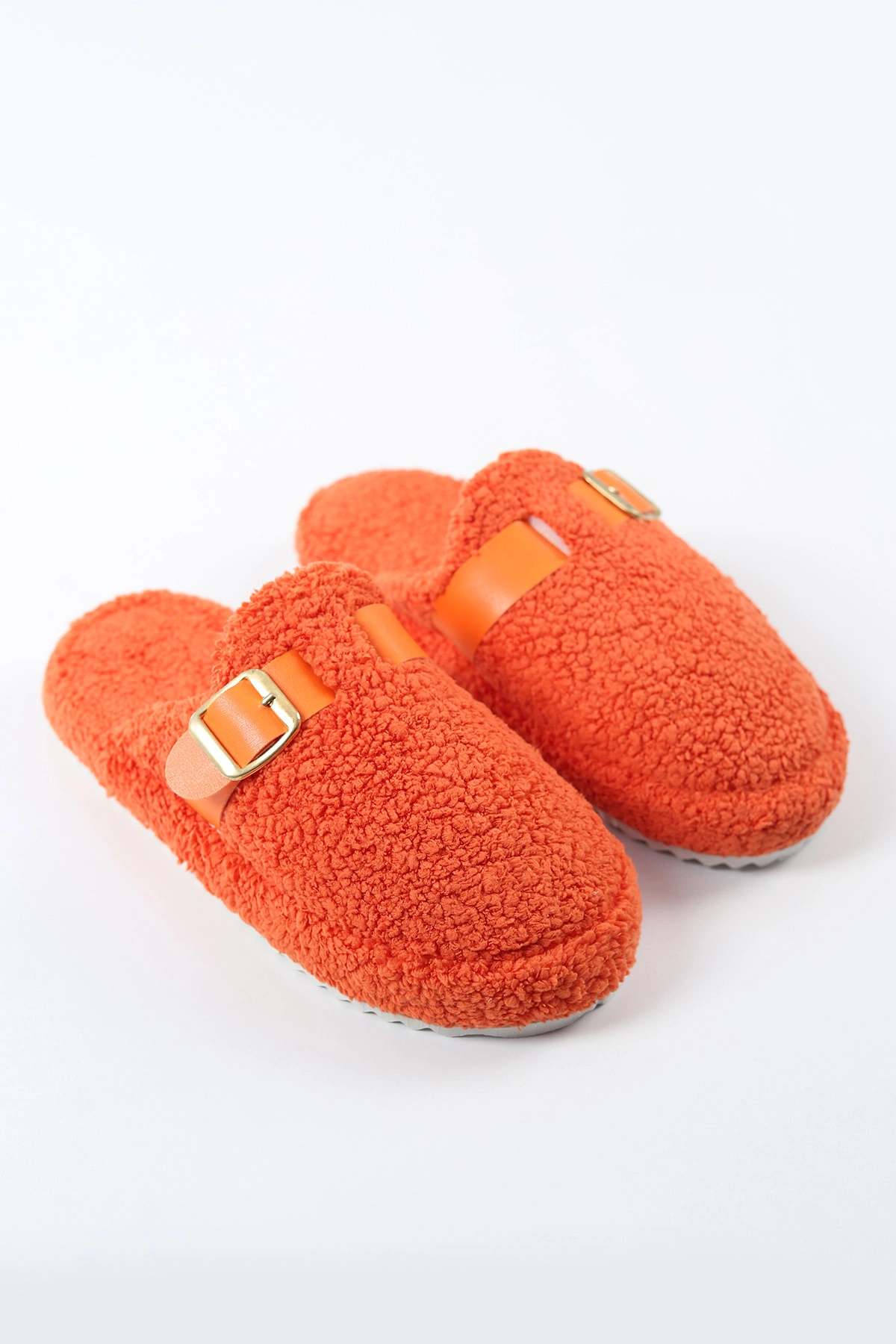 Turuncu Peluş Kemer Detaylı Kadın Ev Terliği 488474