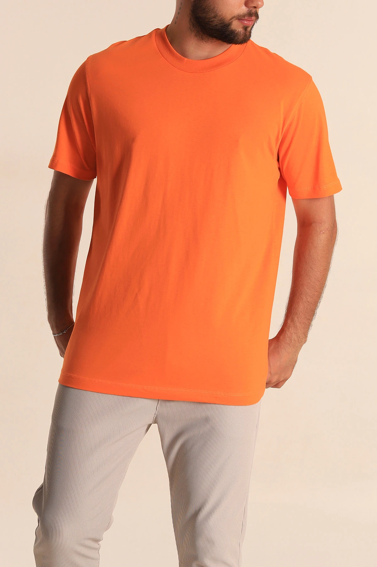 Turuncu Relaxed Fit Basic Erkek Tişört 279905
