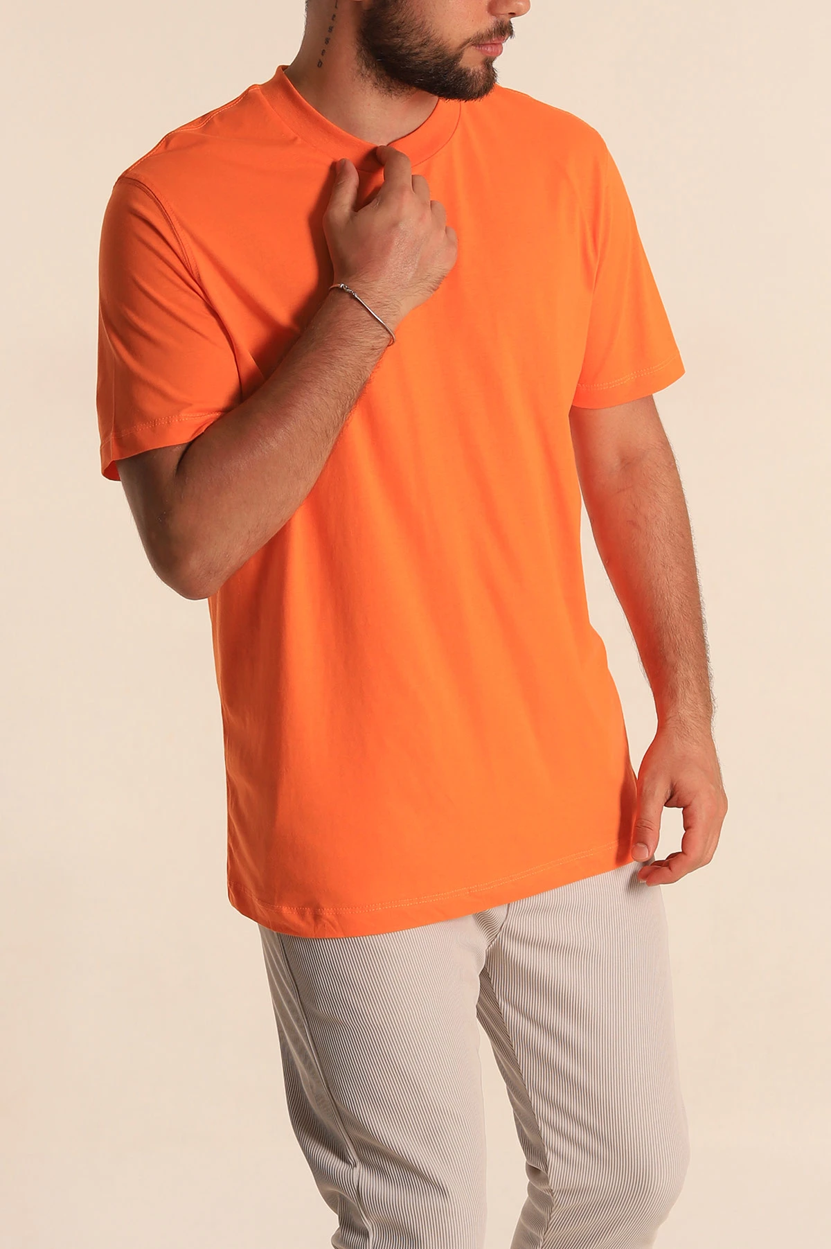 Turuncu Relaxed Fit Basic Erkek Tişört 279905