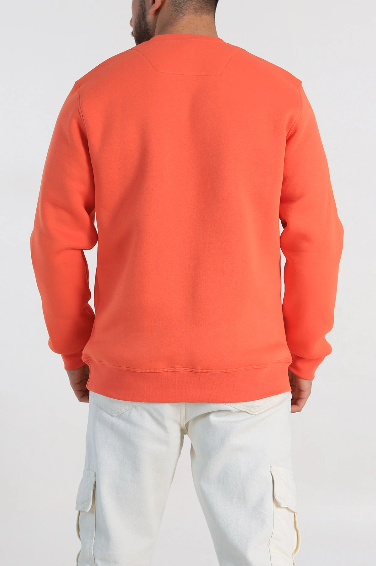 Turuncu Relaxed Fit Üç İp Şardonlu Yazı Detaylı Erkek Sweatshirt 310488