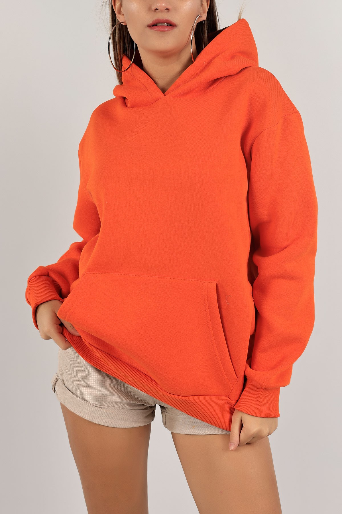 Turuncu Şardonlu Bayan Sweat 136529
