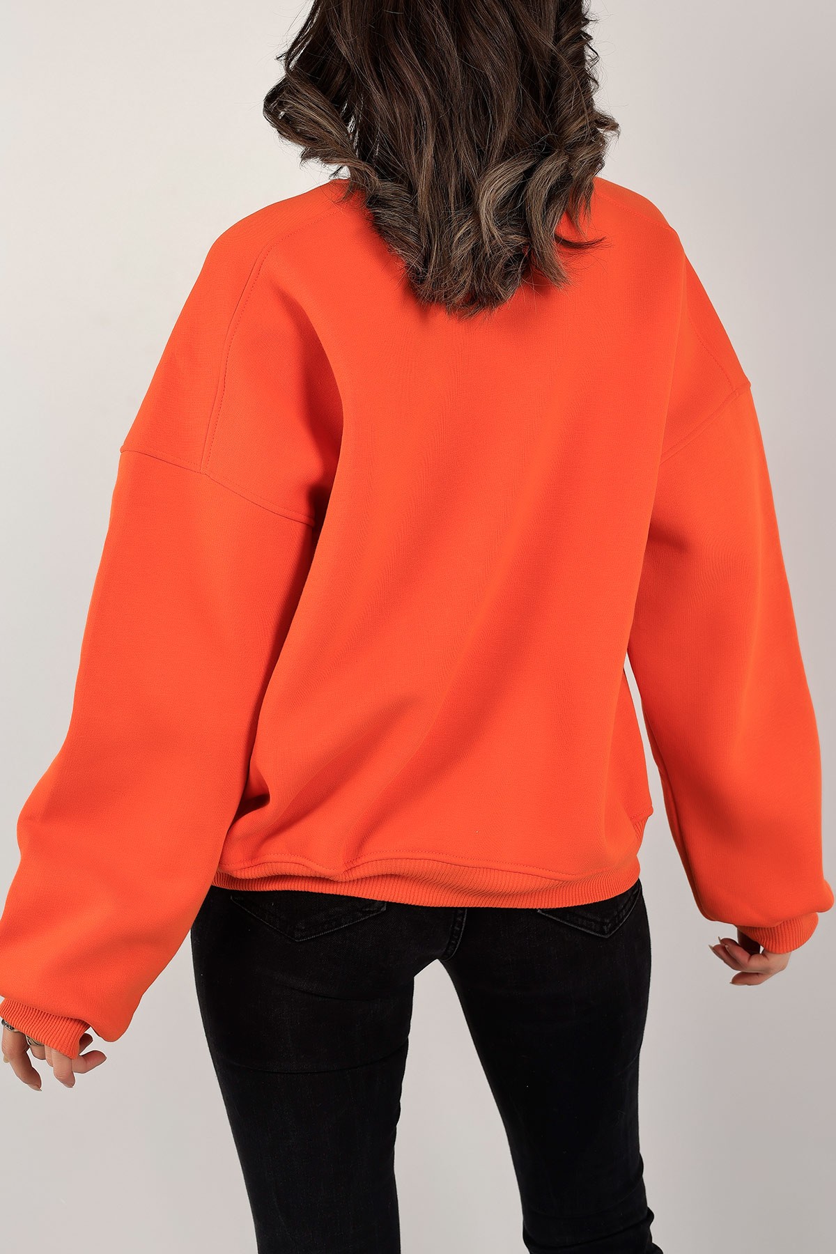 Turuncu Şardonlu Bayan Sweat 142336