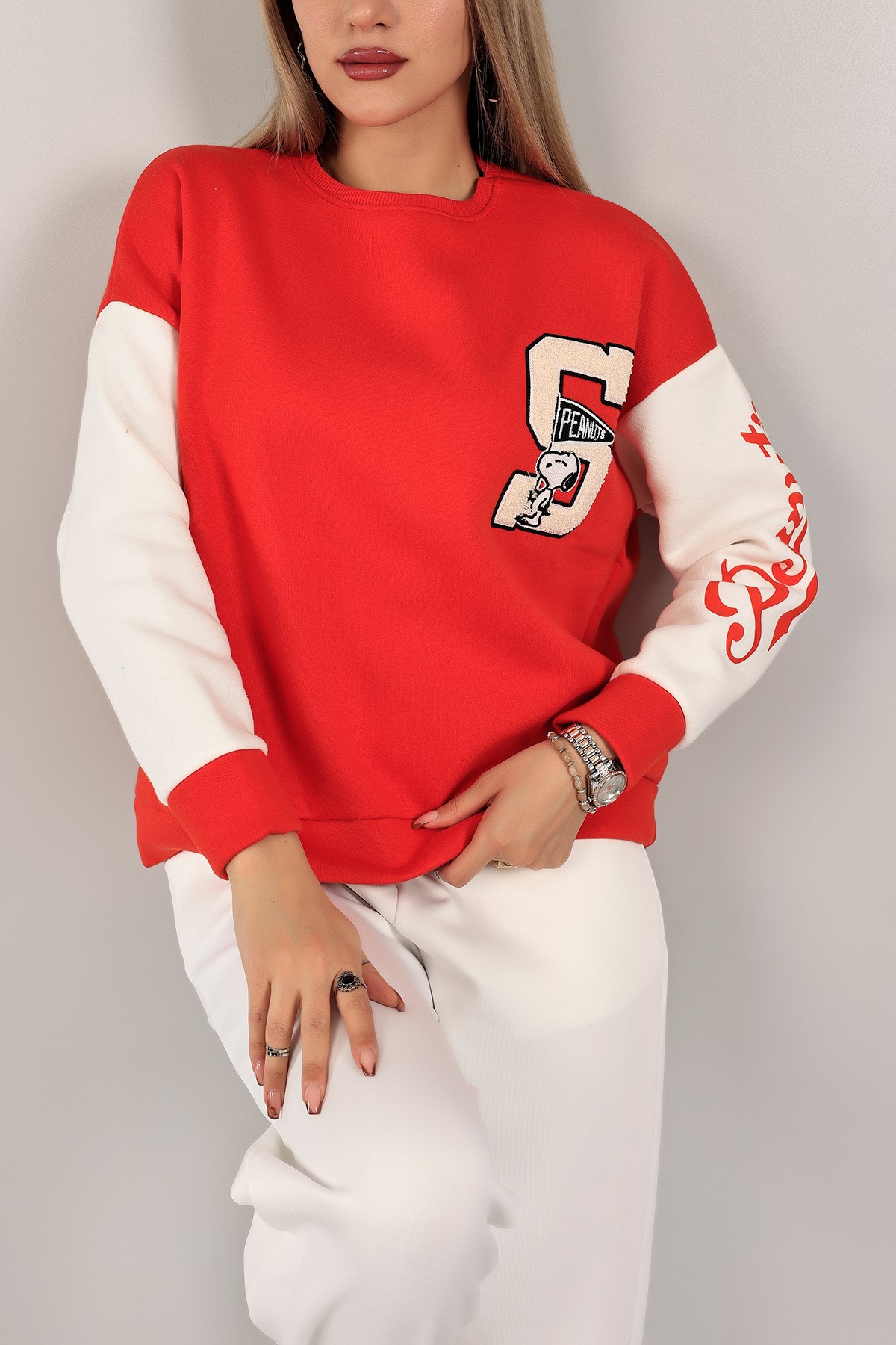 Turuncu Şardonlu Süzene Nakışlı Sweat 143208