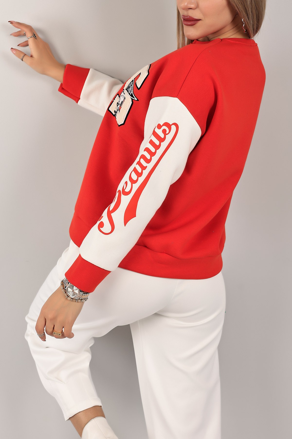 Turuncu Şardonlu Süzene Nakışlı Sweat 143208