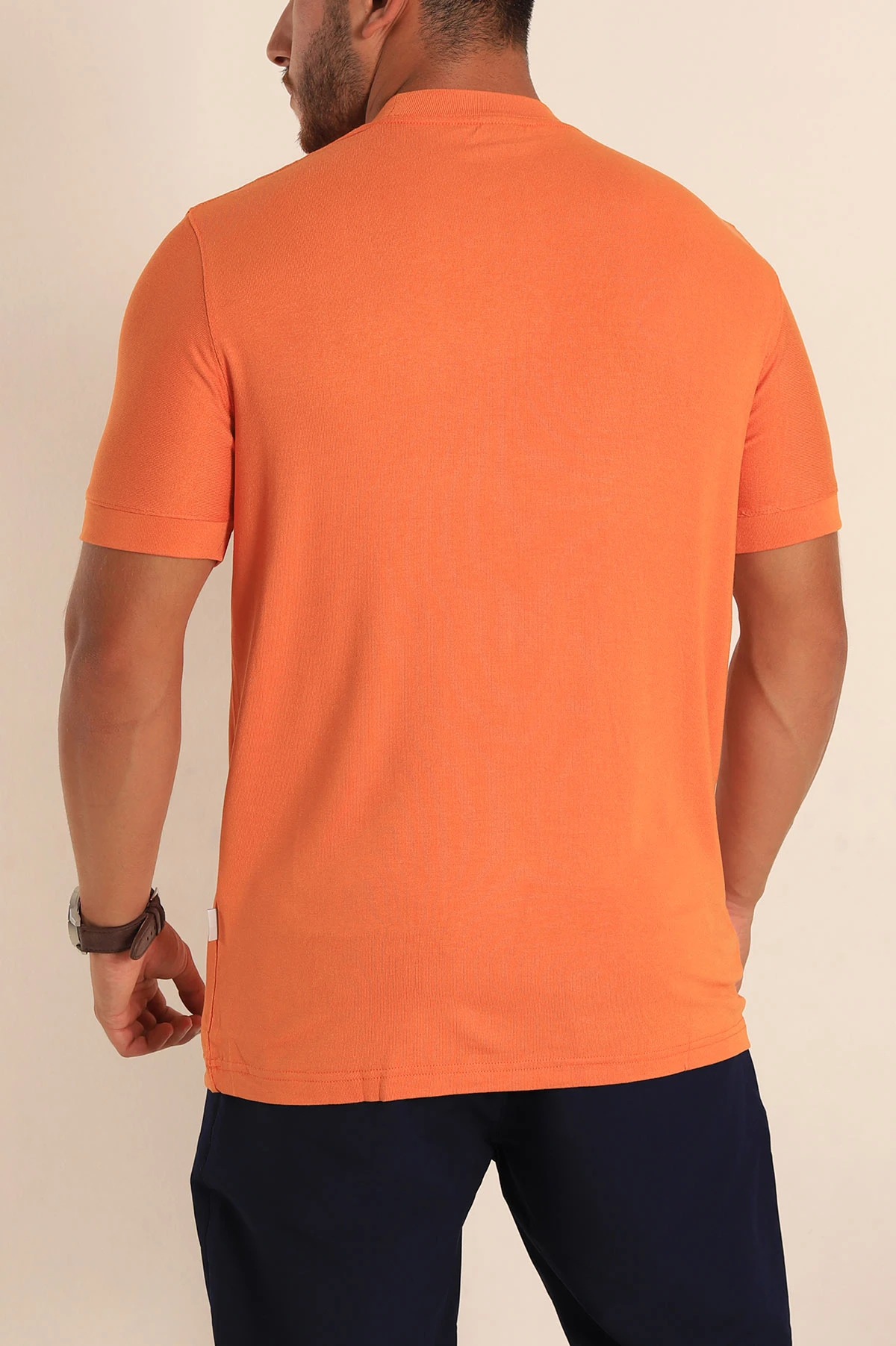 Turuncu Slim Fit Basic Likralı Erkek Tişört 268491