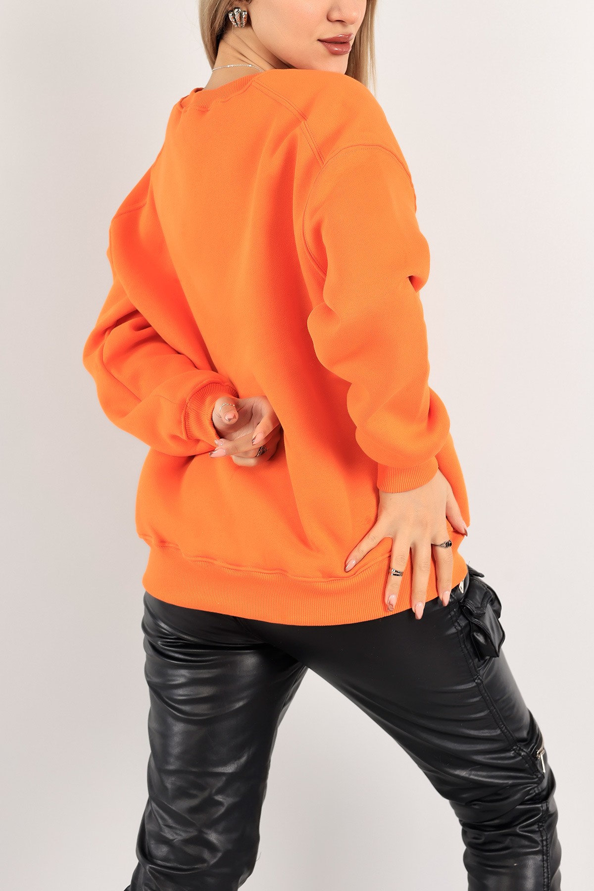 Turuncu Üç İplik Şardonlu Sweat 141590