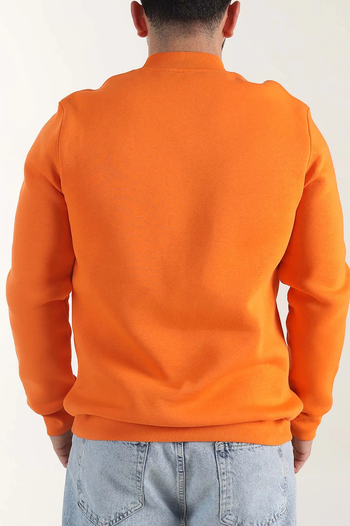 Turuncu Yazı Detaylı Bisiklet Yaka Erkek Sweatshirt 404761