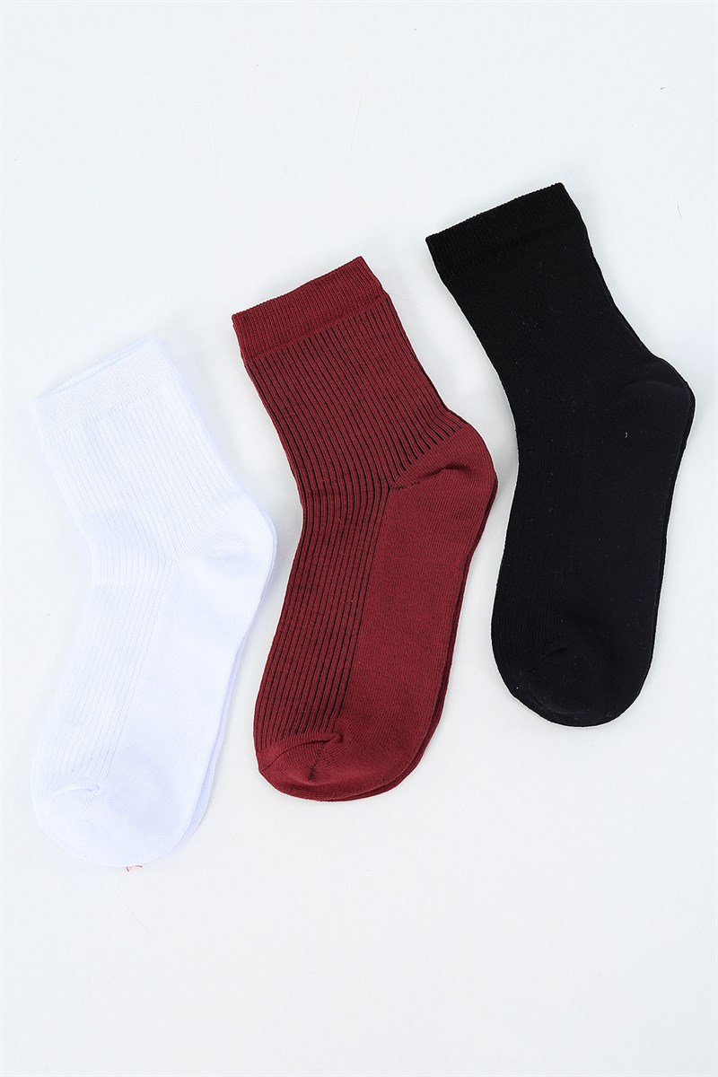 Üçlü Bayan Tek Renk Çorap 30151B