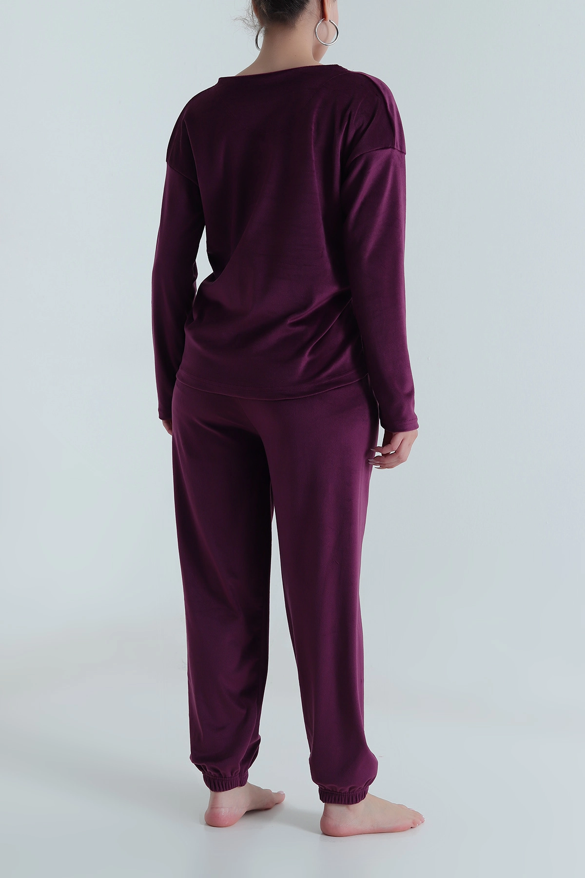 Uzun Kollu Kadife Kadın Pijama Takımı 487754
