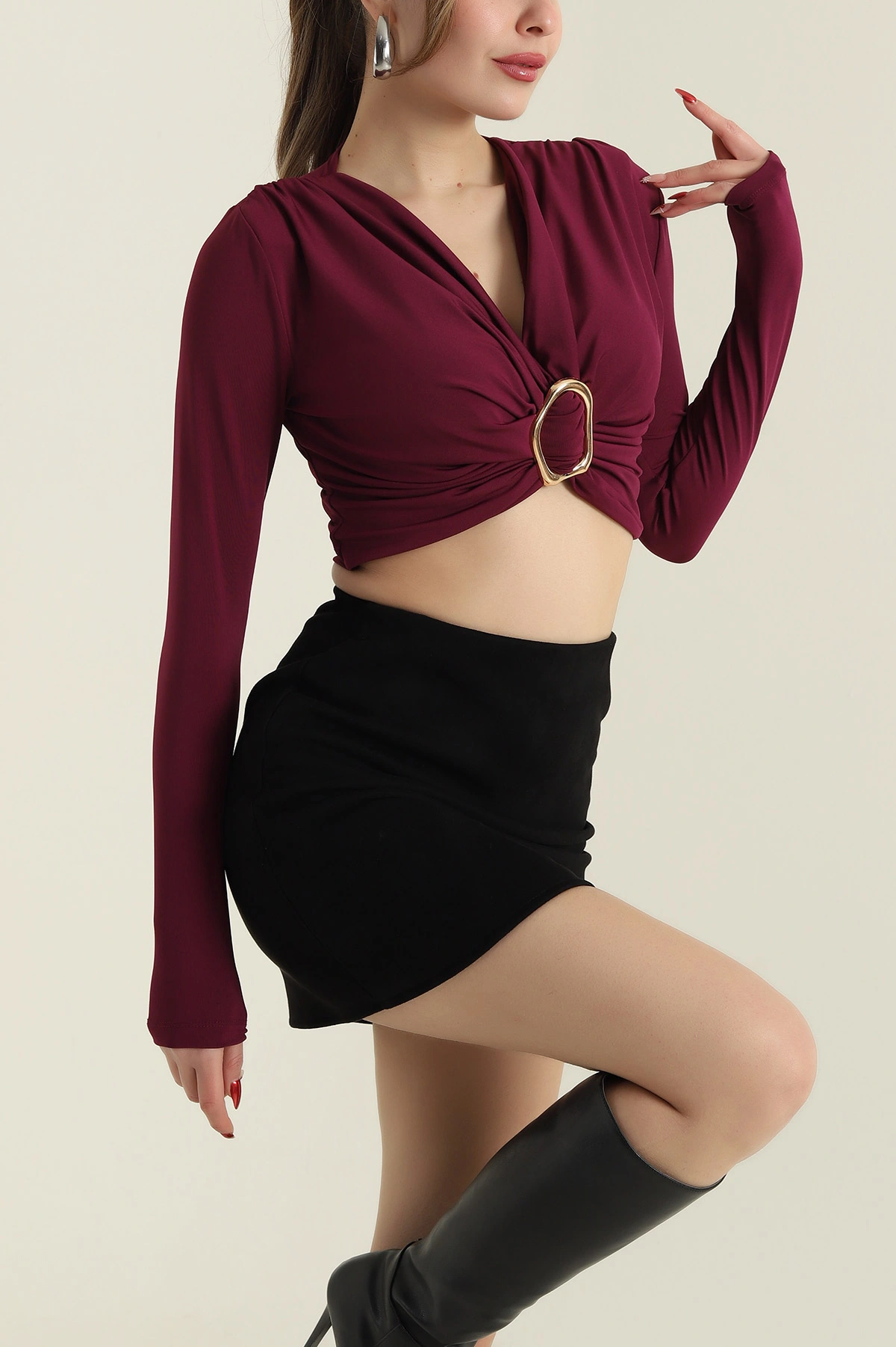 Vatkalı Tokalı Kadın Bluz 426009