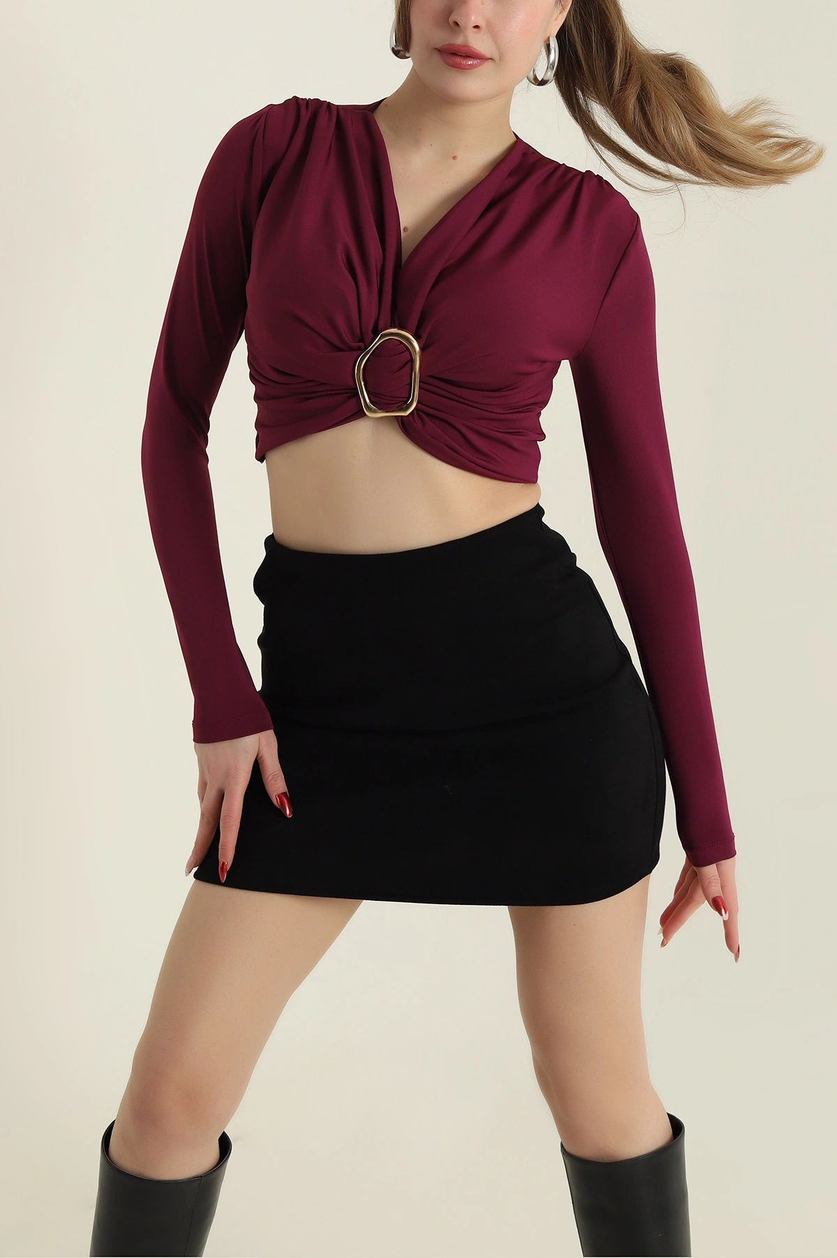 Vatkalı Tokalı Kadın Bluz 426009
