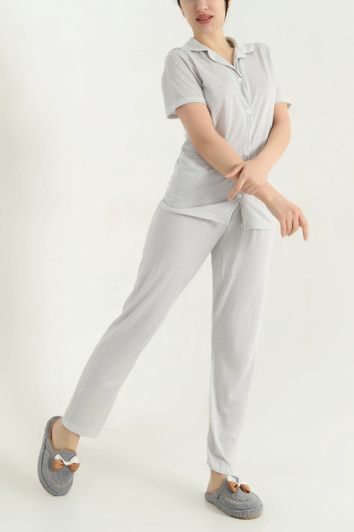 Viskon Düğmeli Kadın Pijama Takımı 341726
