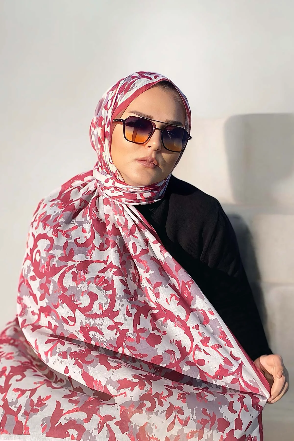 Vişne 180X70 cm Dijital Baskı Lıerre Desenli Pamuk Şal 333464