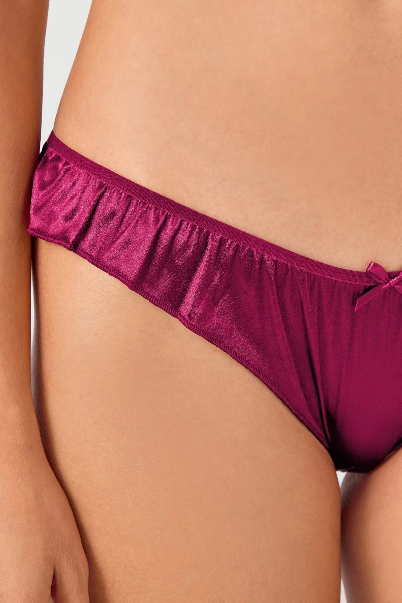 Vişne CH0127 Fırfırlı Saten Kadın Tanga Külot 247750