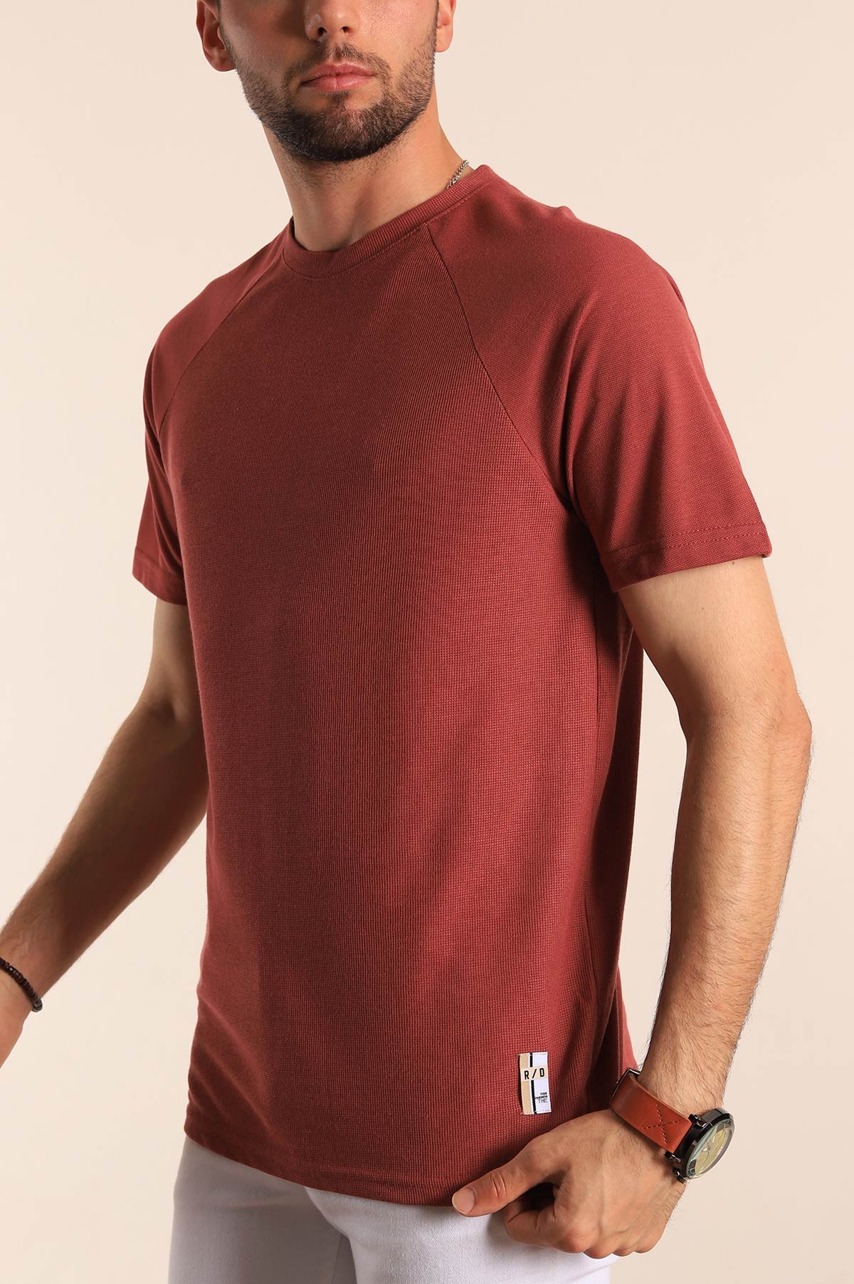 Vişne Reglan Kol Mikro Delikli Erkek Tişört 187740