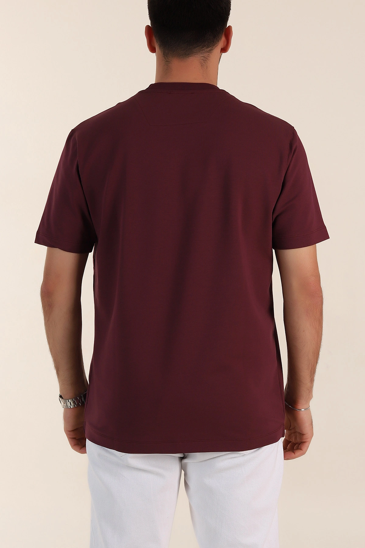 Vişne Relaxed Fit Kabartma Yazı Detaylı Erkek Tişört 358497