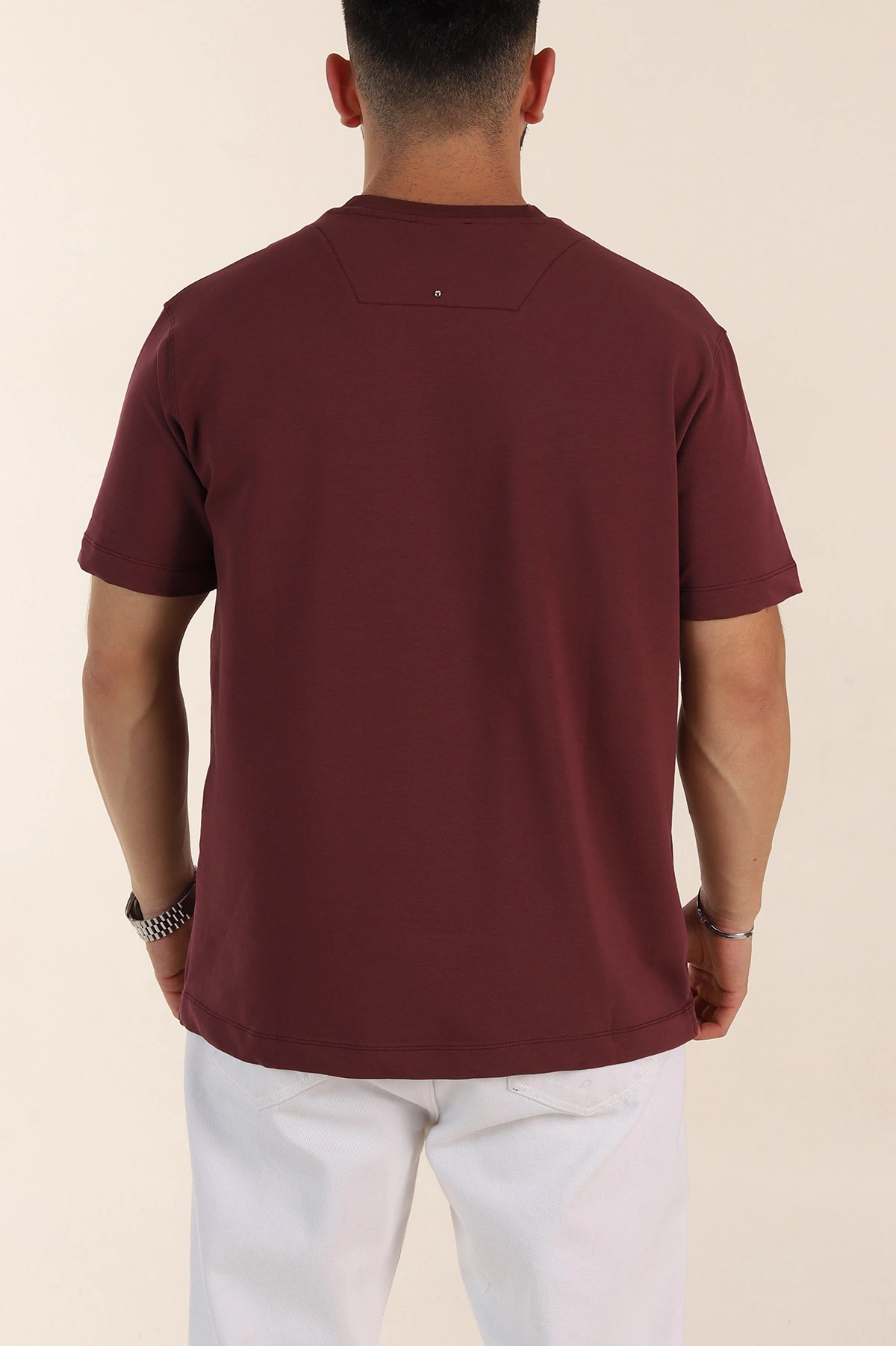 Vişne Relaxed Fit Kabartma Yazı Detaylı Erkek Tişört 358509