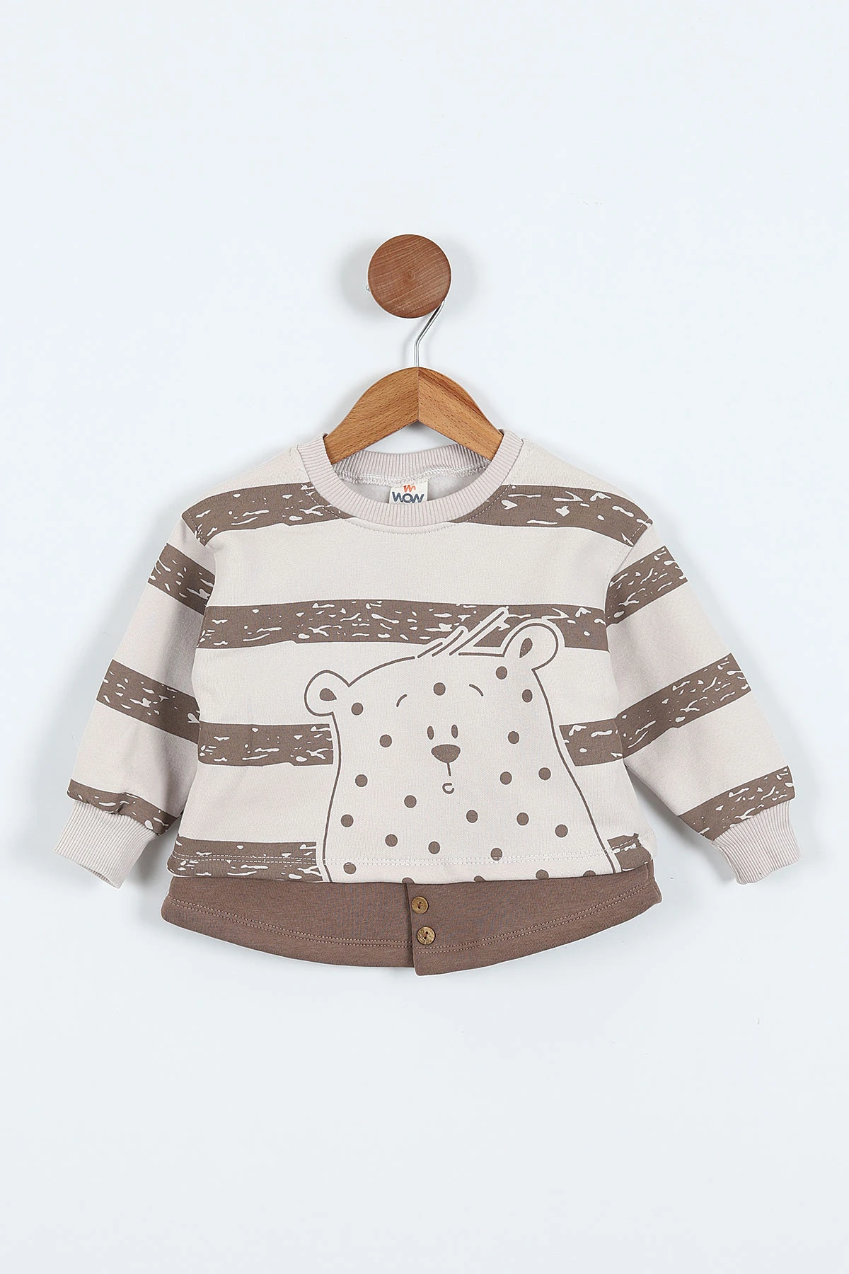 Vizon (0-4 Yaş) Çizgili Hayvan Baskılı 3 İp Şardonlu Erkek Çocuk Sweatshirt 417555