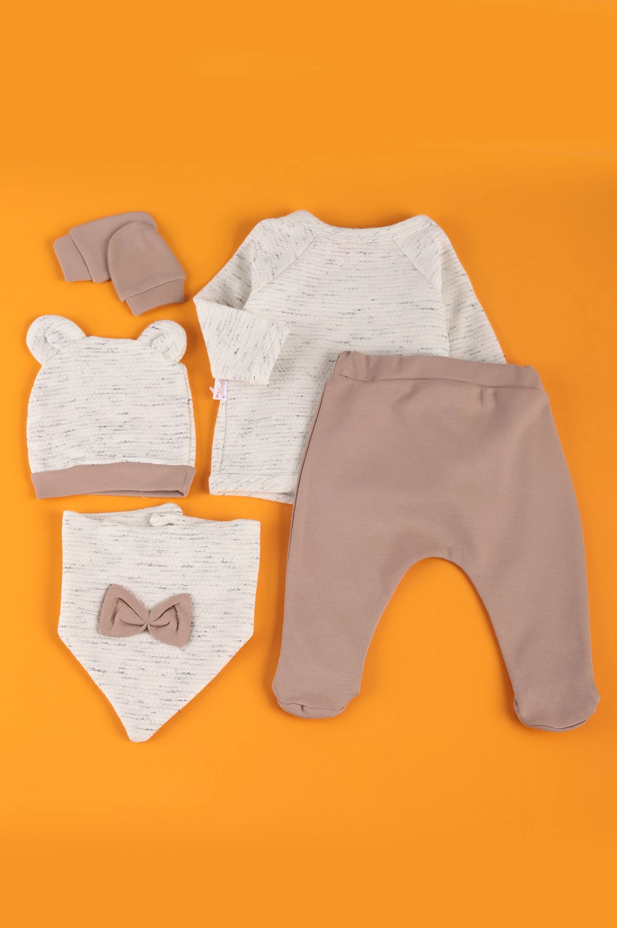 Vizon (0-6 Ay) Kırçıllı Papyonlu Erkek Bebek Zıbın Takım 230337
