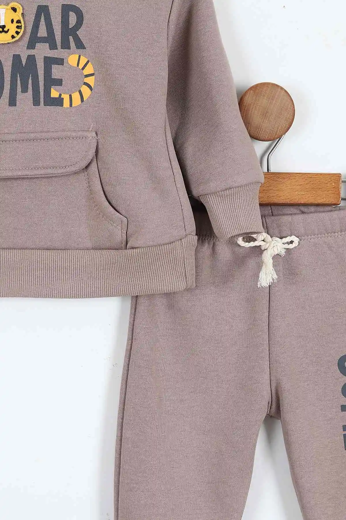 Vizon (1-4 Yaş)Baskılı Kanguru Cepli Üç İp Şardonlu Erkek Bebek & Çocuk Takım 403440