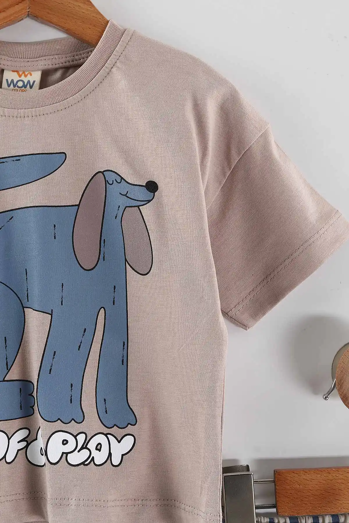 Vizon (1-4 Yaş)Köpek Baskılı Çizgili Şortlu Erkek Çocuk Takım 452268