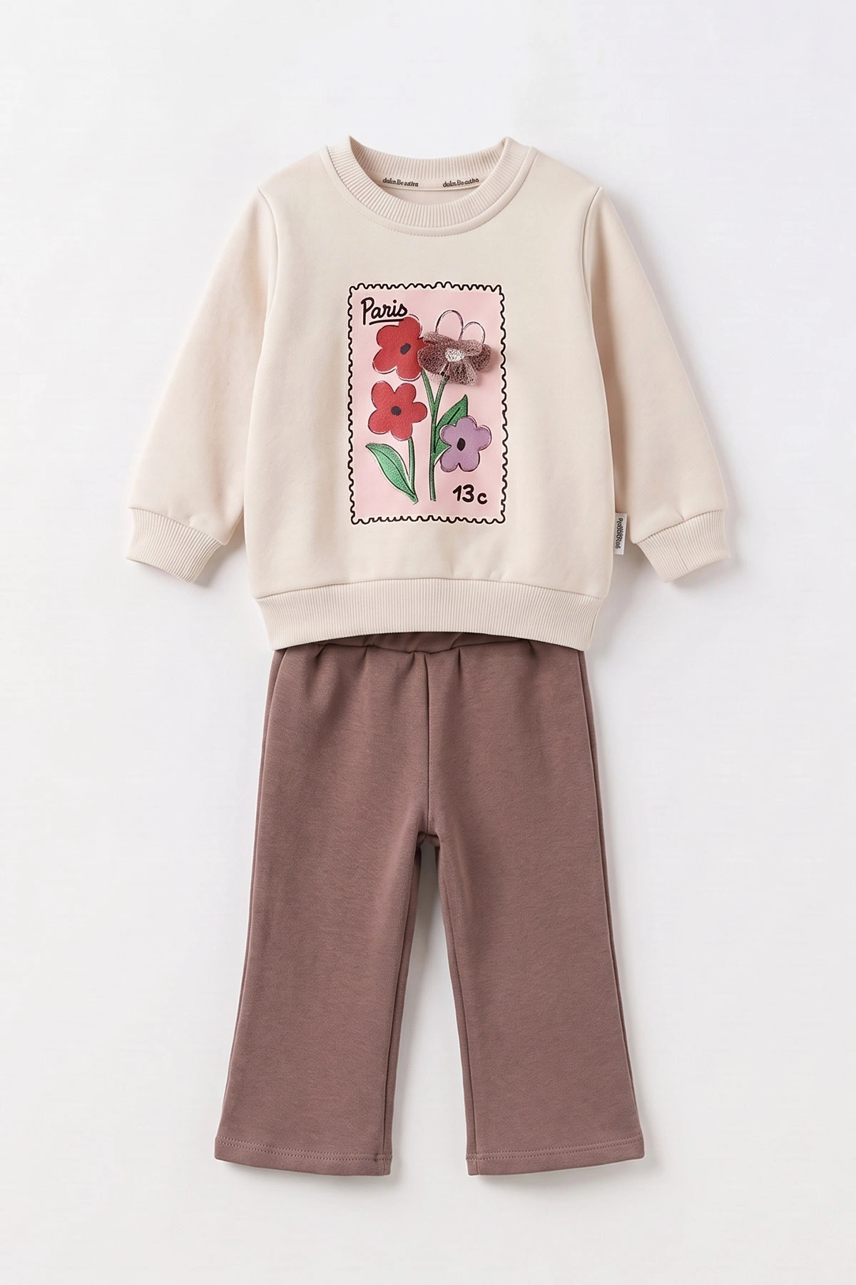 Vizon (1-5 Yaş) 3 ip Şardonlu Sweat Pantolon Kız Çocuk Kışlık Takım 495856