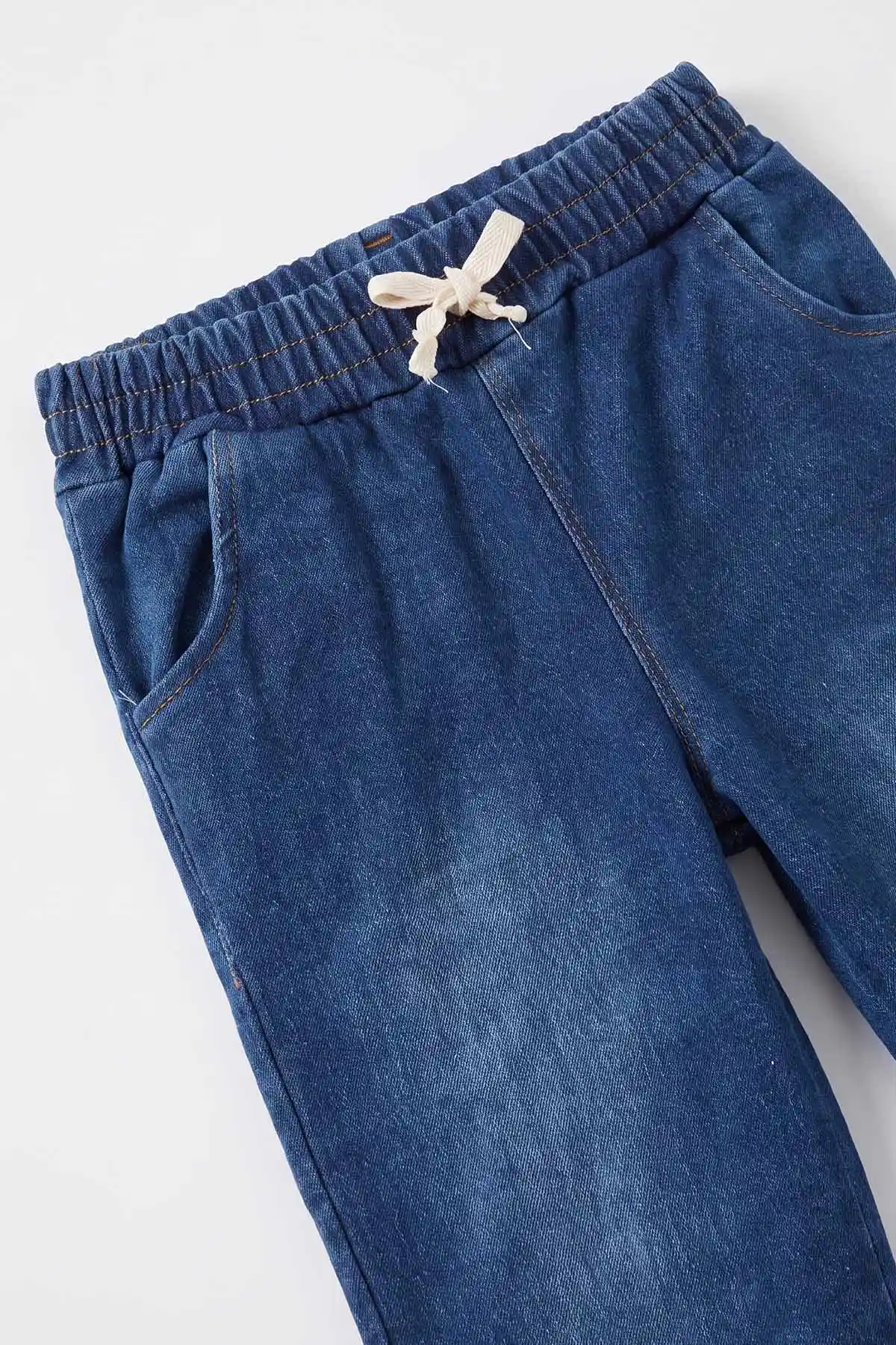 Vizon (1-5 Yaş) Ayı Nakışlı Yakası Patlı 3 İp Şaedonlu Sweatli Kot Pantolonlu Erkek Çocuk Takım 490702