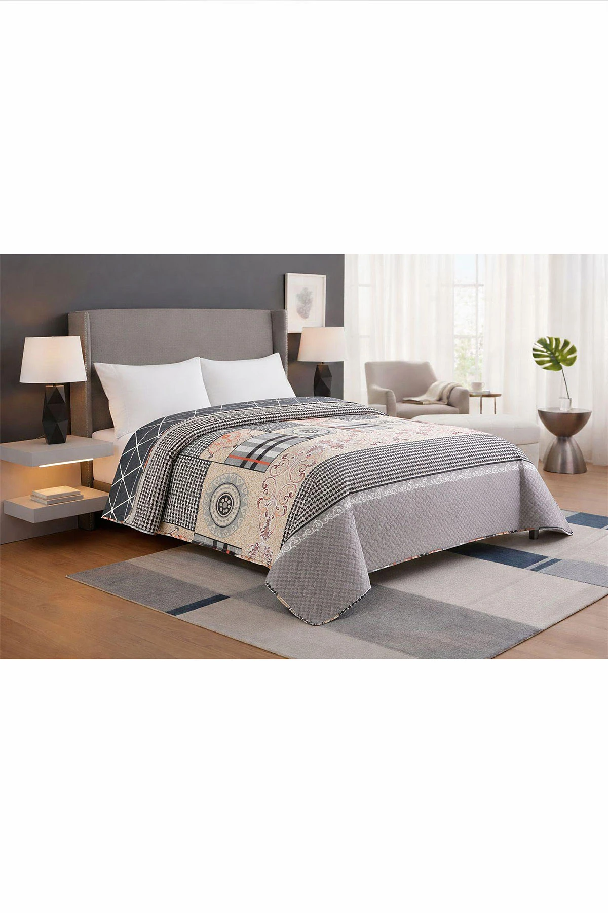 Vizon 160x220 Cm Bella Home Aden Tek Kişilik Çok Amaçlı Yatak Örtüsü 474841