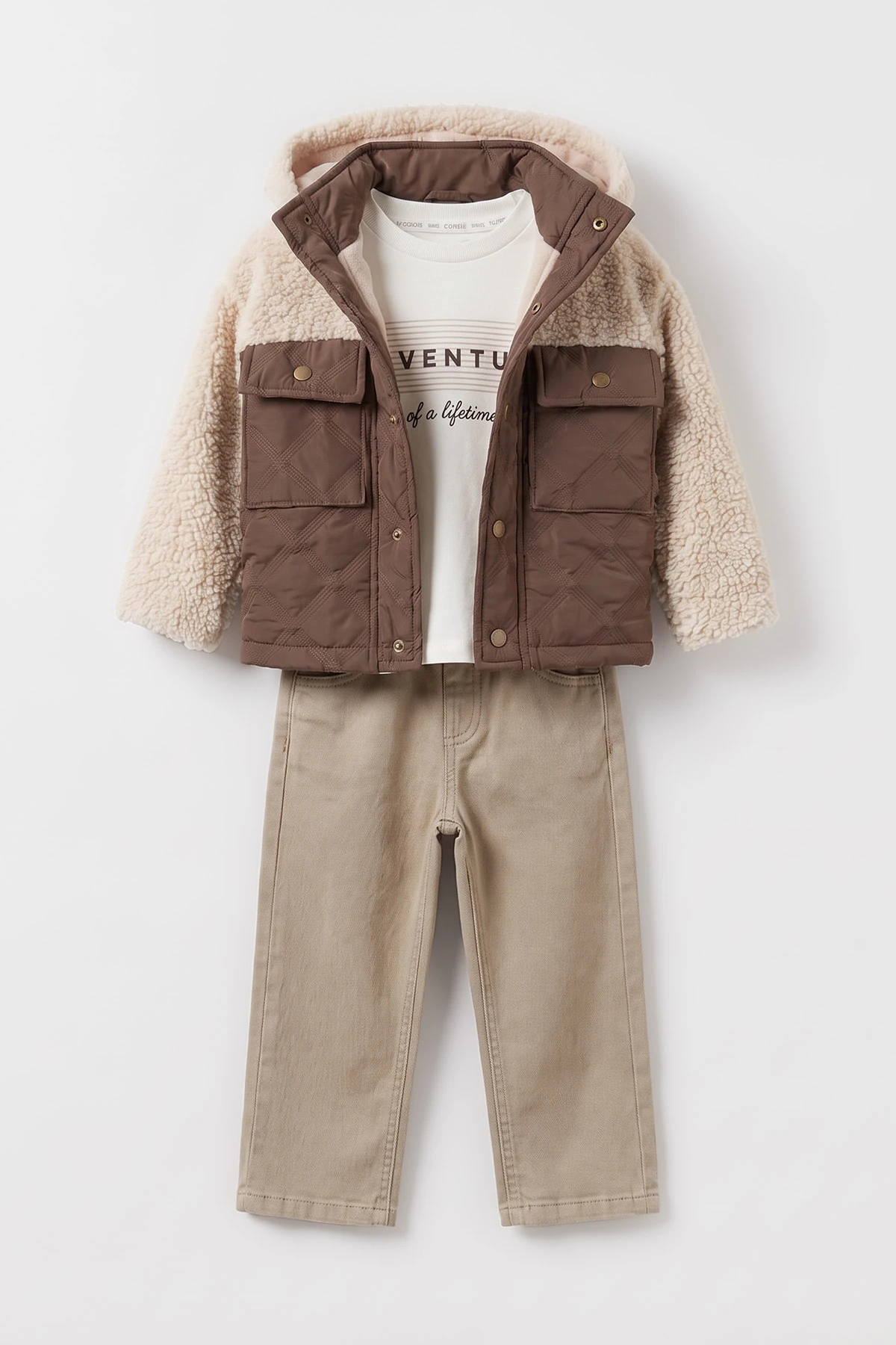 Vizon (2-6 Yaş) Baskılı Badili Gabardin Pantolonlu ve Montlu Erkek Çocuk 3'lü Takım 499755