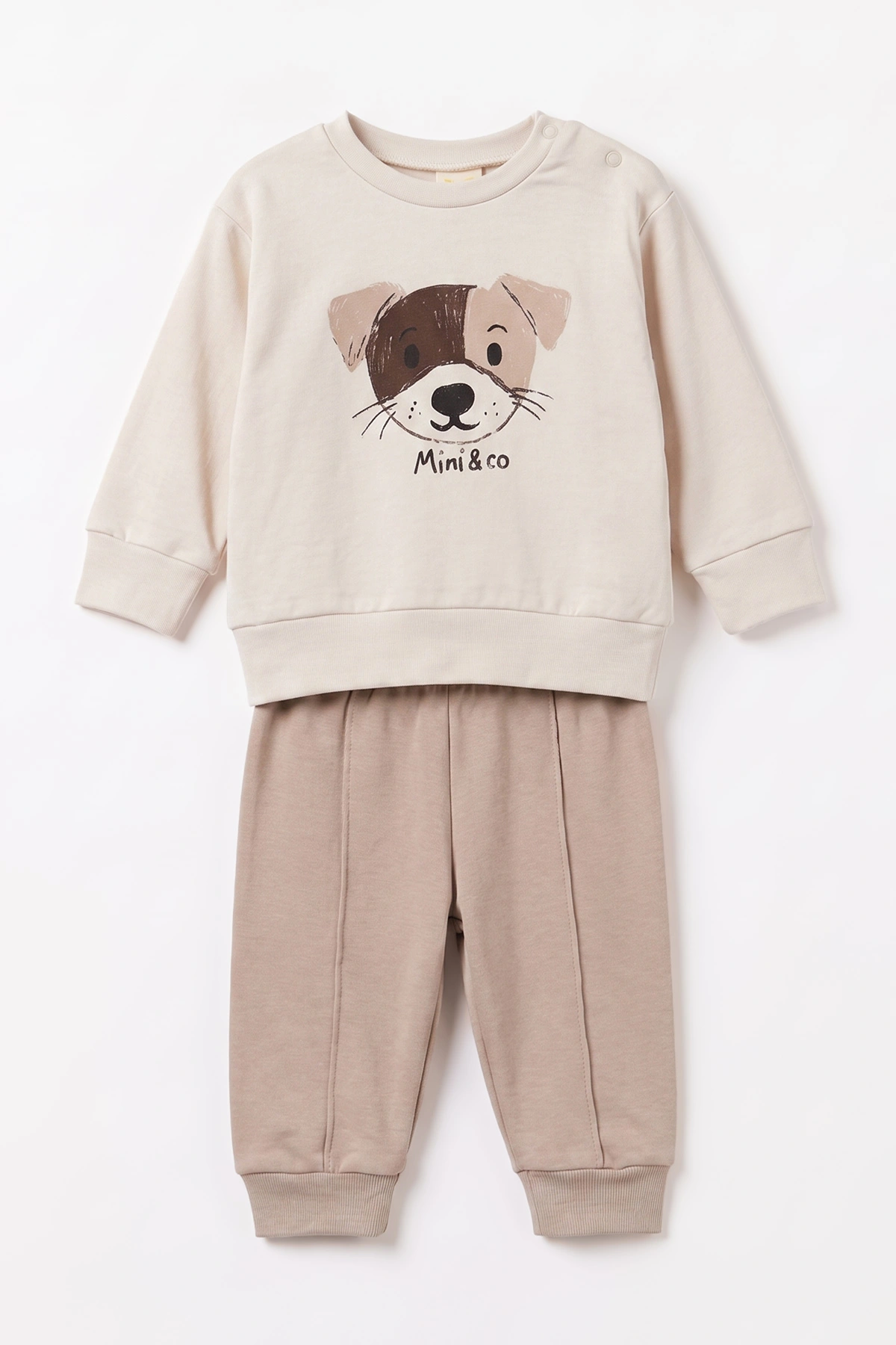 Vizon (6-18 Ay)Köpek Baskılı Çıtçıtlı Çimalı Erkek Bebek Takım 477642
