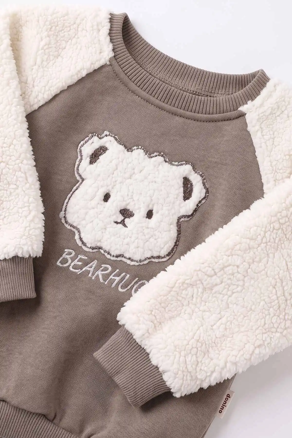 Vizon (6-24 Ay) Ayı Nakışlı Kolları Peluş İçi Şardonlu Erkek Bebek Kışlık Takım 493941