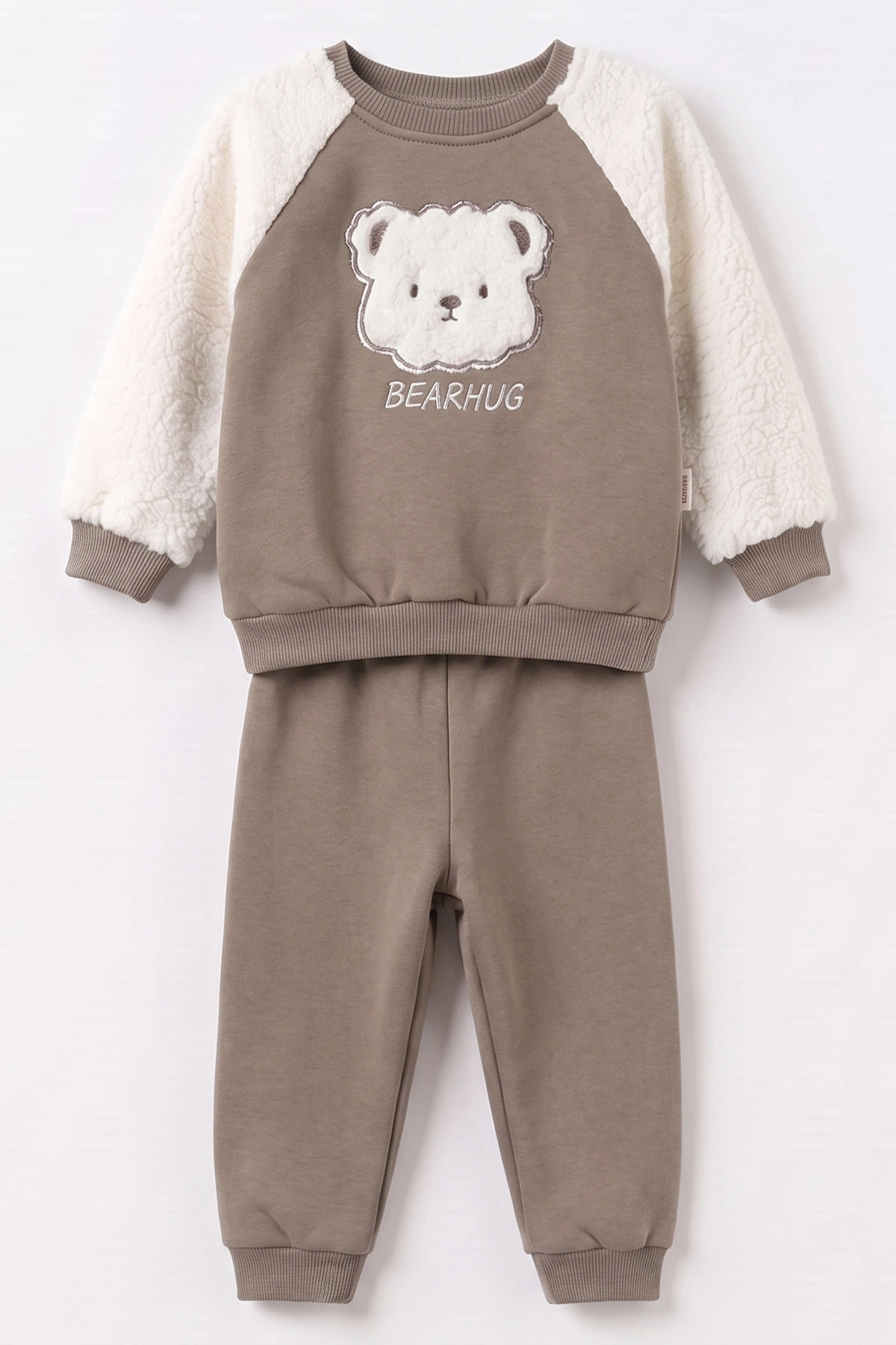 Vizon (6-24 Ay) Ayı Nakışlı Kolları Peluş İçi Şardonlu Erkek Bebek Kışlık Takım 493941
