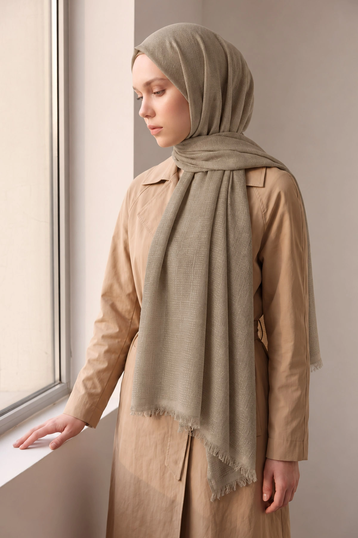 Vizon 70x180 Cm Mimoza Premium Jakarlı Pamuk Şal 494031
