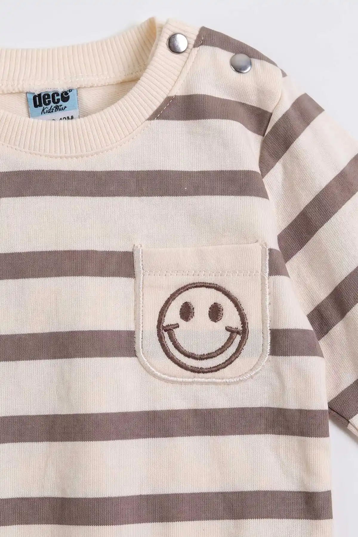 Vizon (9-24 Ay)Çizgili Smile Cep Nakışlı Erkek Bebek Takım 476795