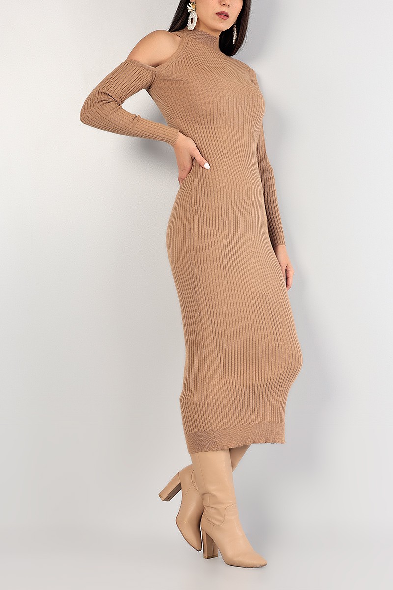 Vizon Açık Omuz Triko Elbise 84249