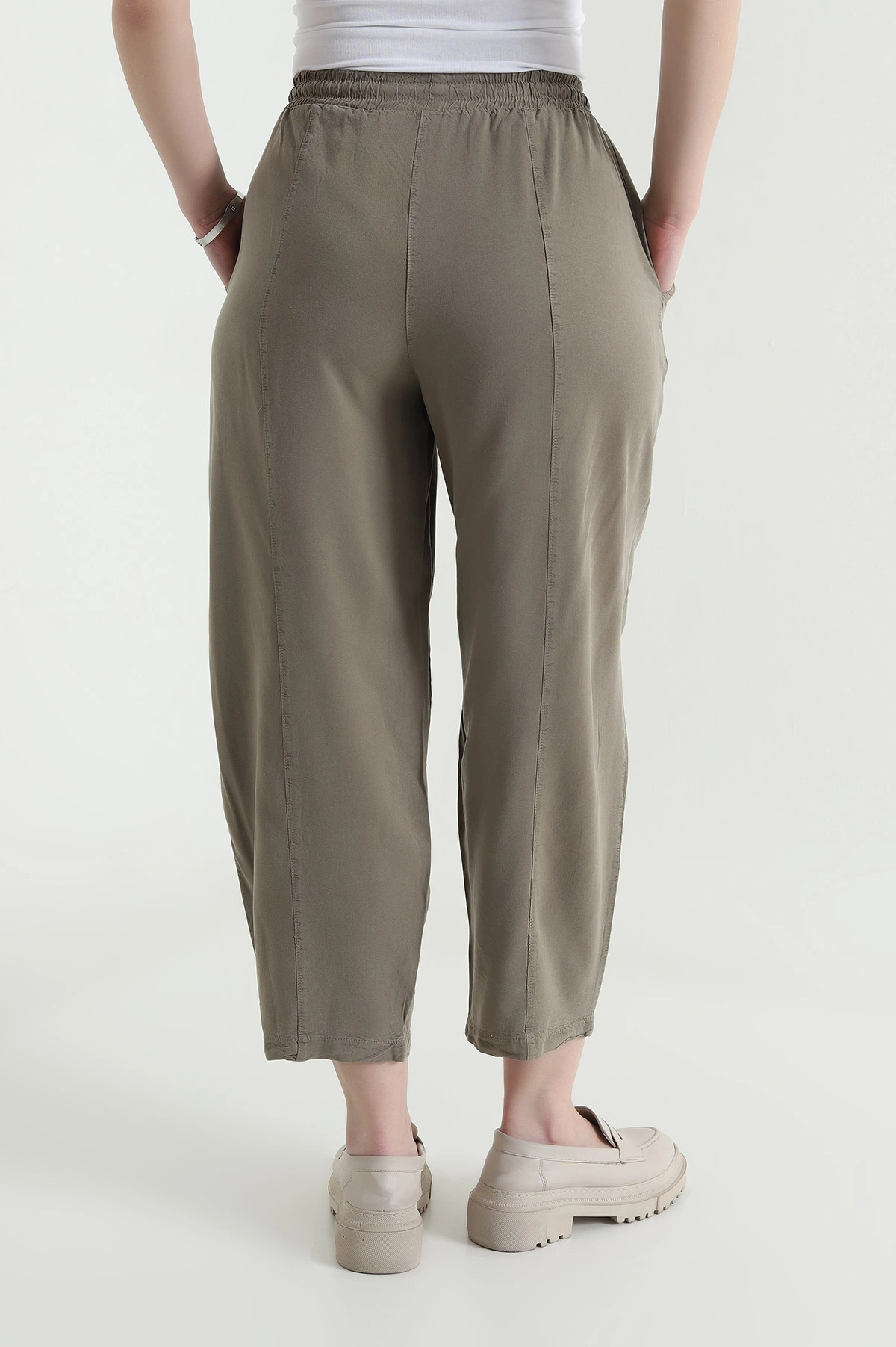 Vizon Bel Lastikli Cepli Tencel Kadın Şalvar Pantolon 453170