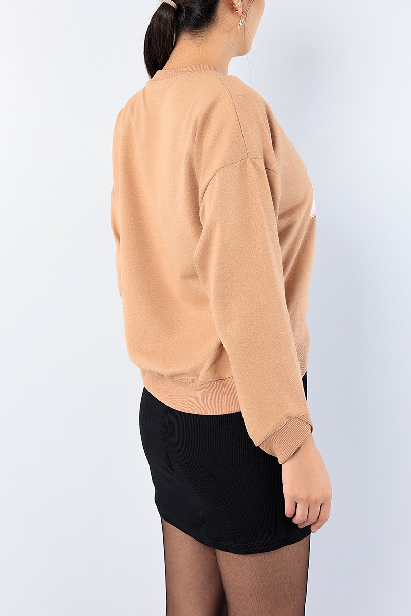 Vizon Bisiklet Yaka Baskılı Bayan Sweat 75207