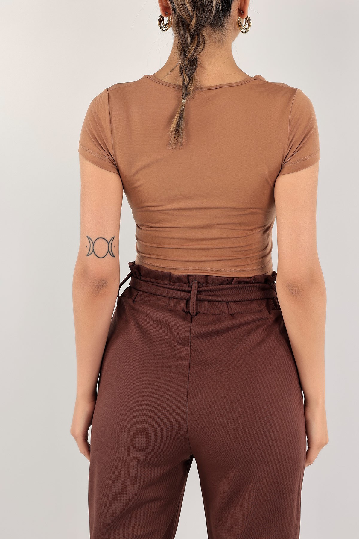 Vizon Büzgü Tasarım Sendy Crop Bluz 119308