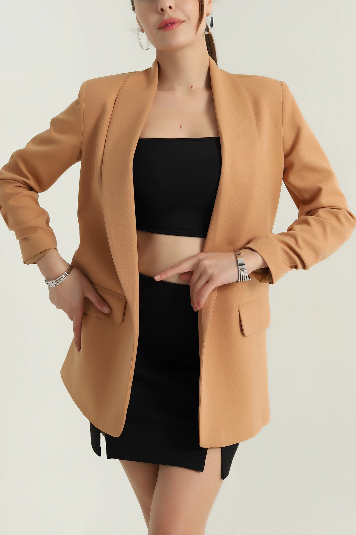 Vizon Büzgülü Kol Astarlı Kadın Ceket 387155