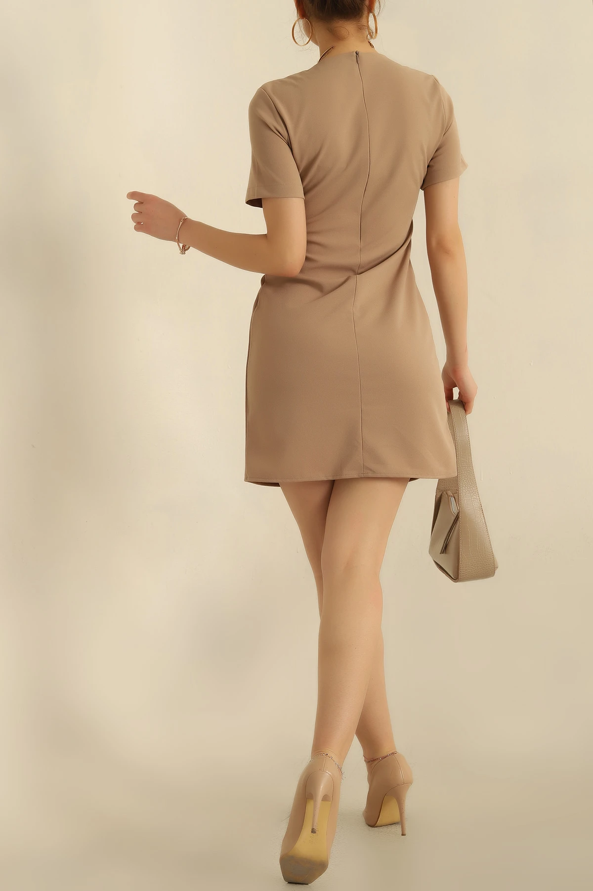 Vizon Çimalı Krep Elbise 248939