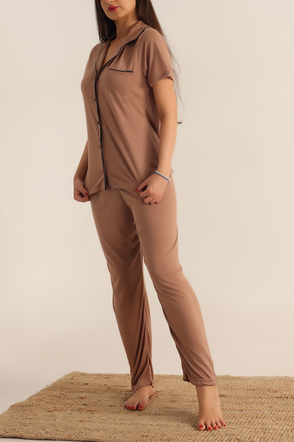 Vizon Düğmeli Bayan Pijama Takımı 189584