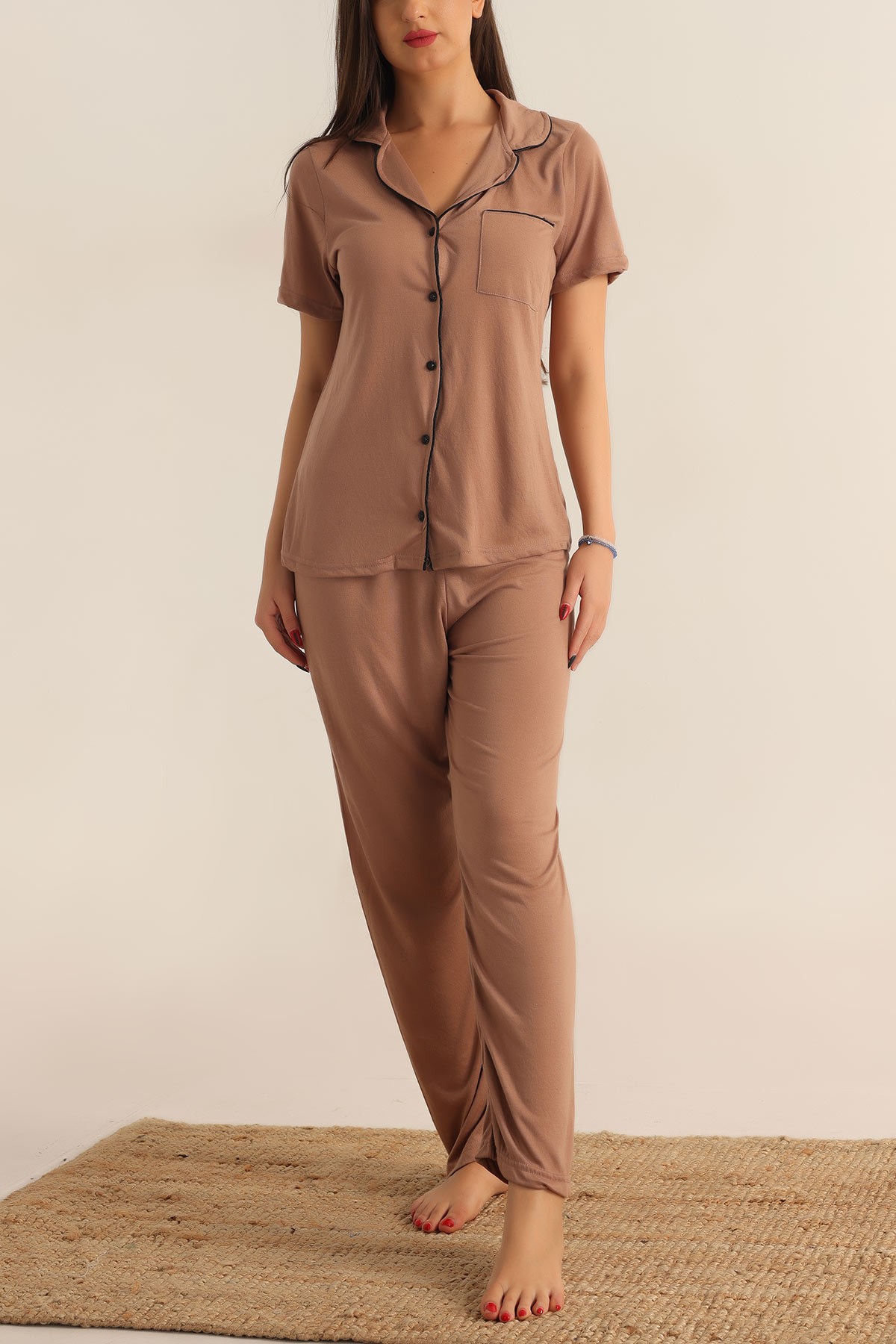 Vizon Düğmeli Bayan Pijama Takımı 189584