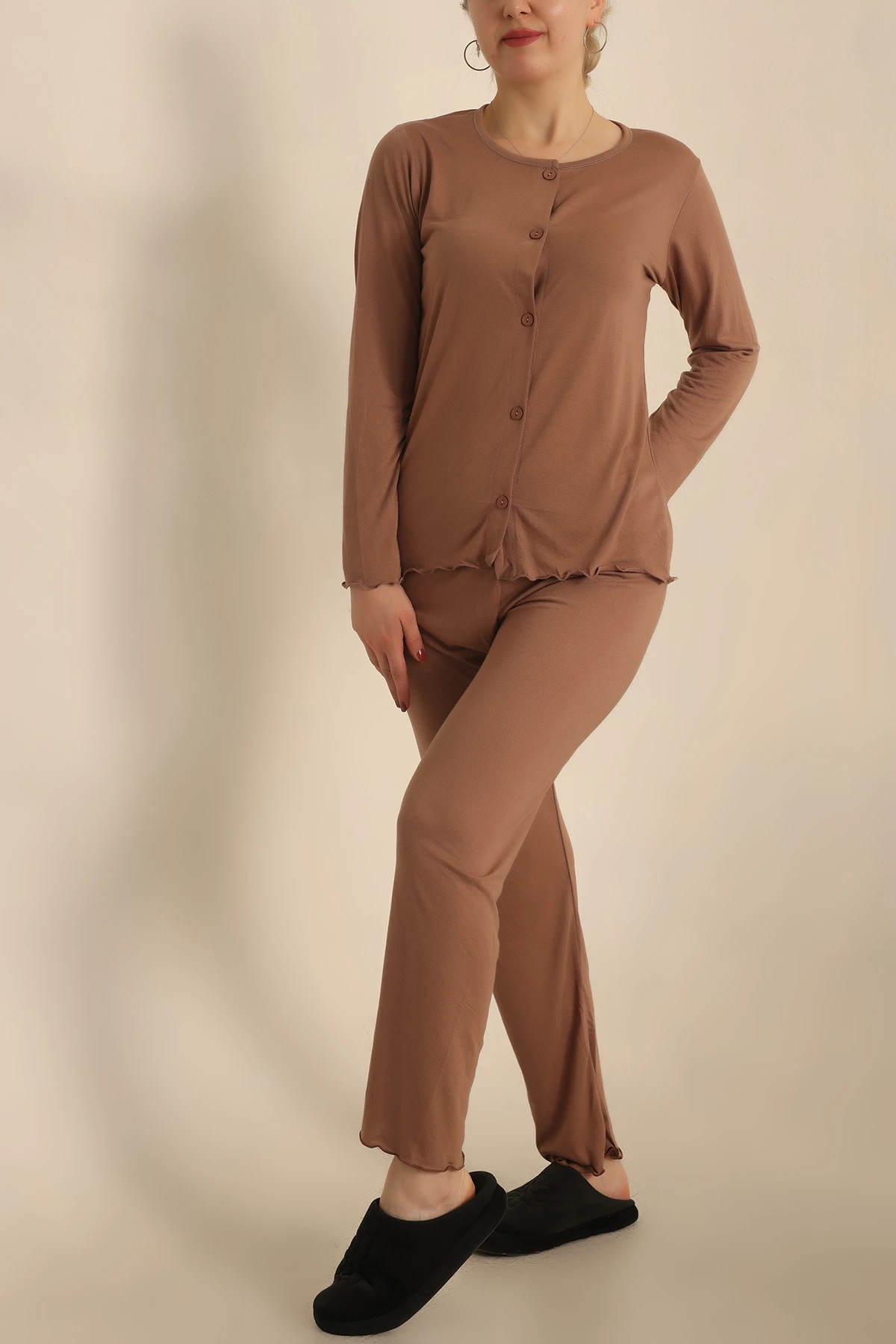 Vizon Düğmeli Bayan Pijama Takımı 233334